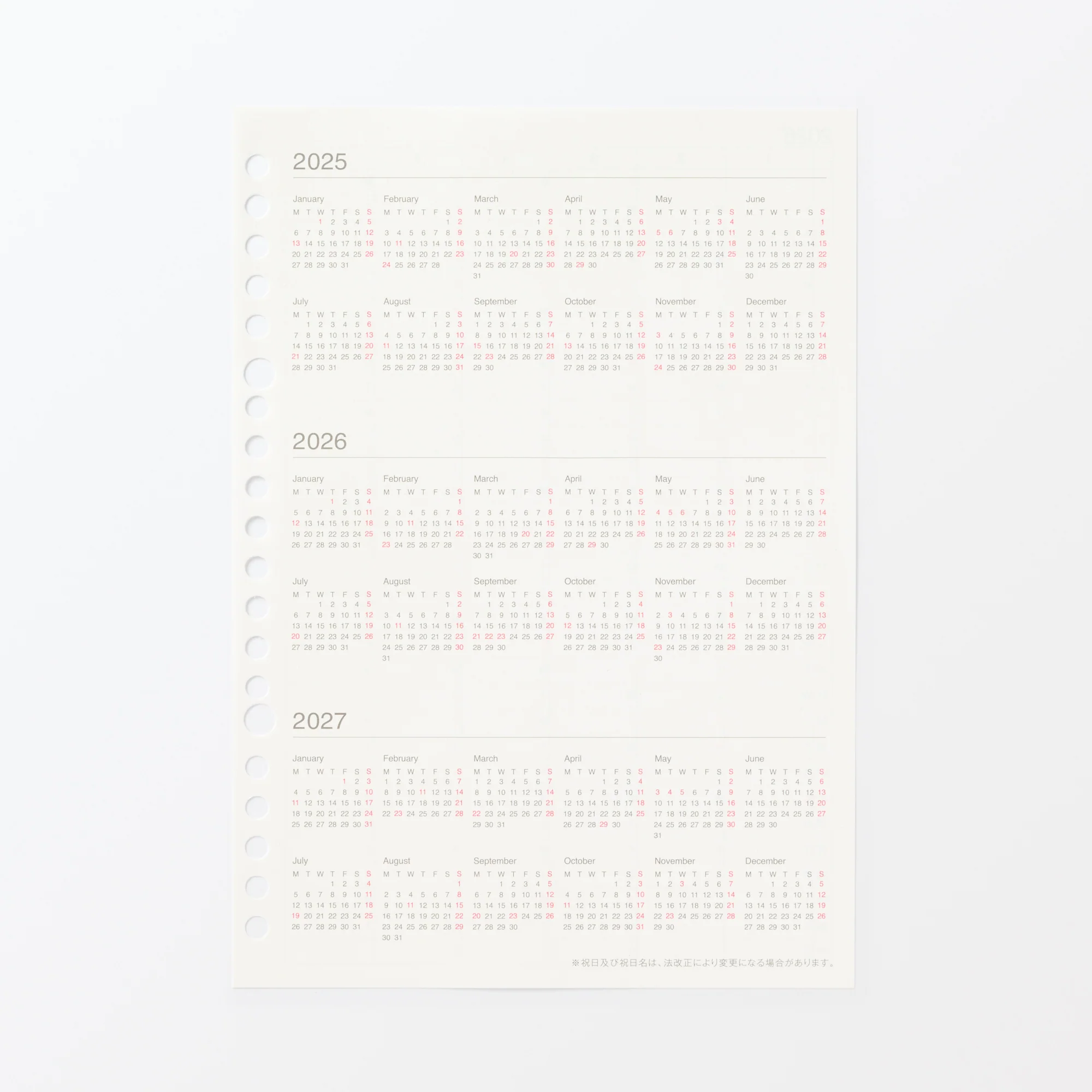 A5 Loose Leaf Paper Monthly Planner From Dec. 2025 - Image 2