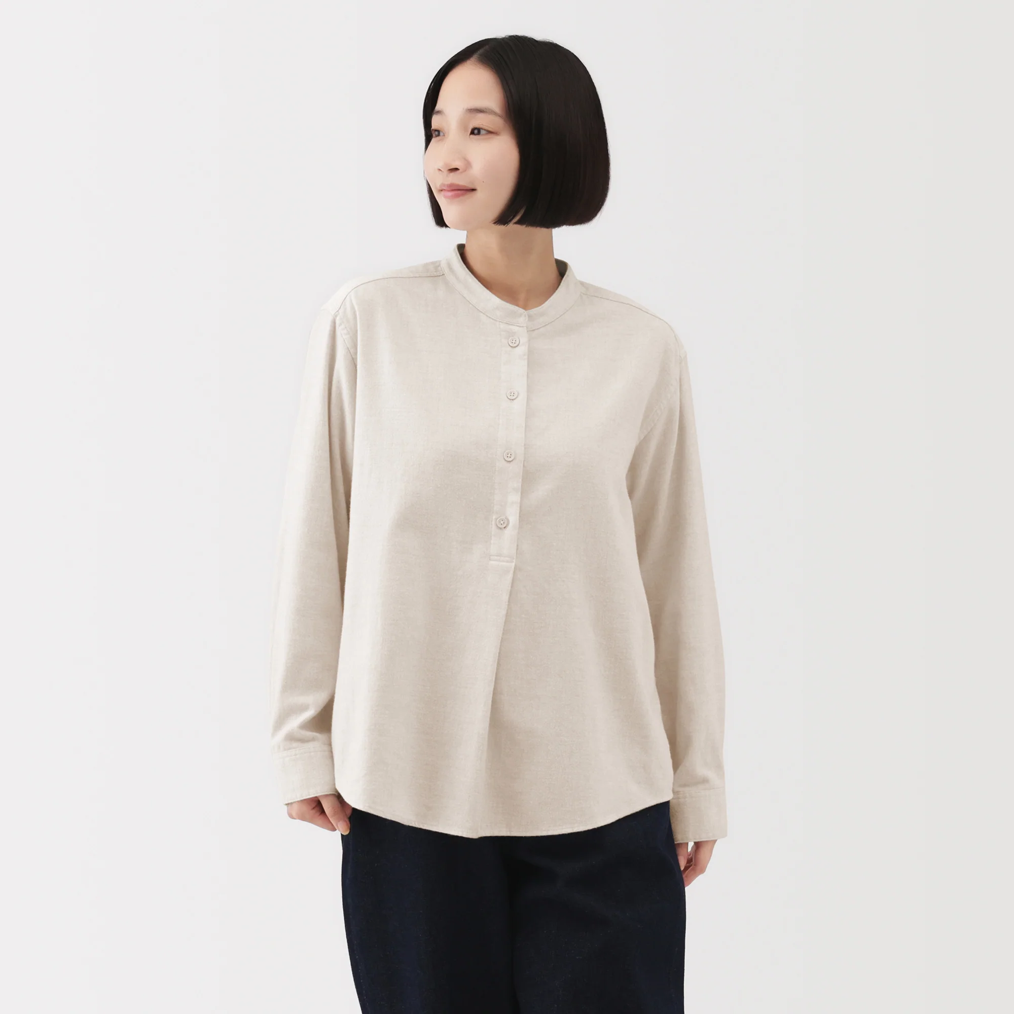 Flannel Stand Collar Blouse - Image 11