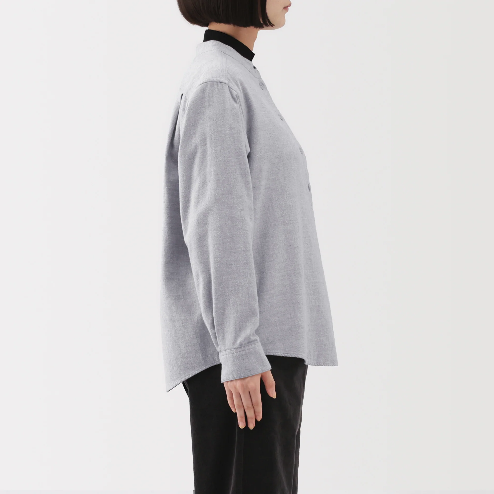Flannel Stand Collar Blouse - Image 13