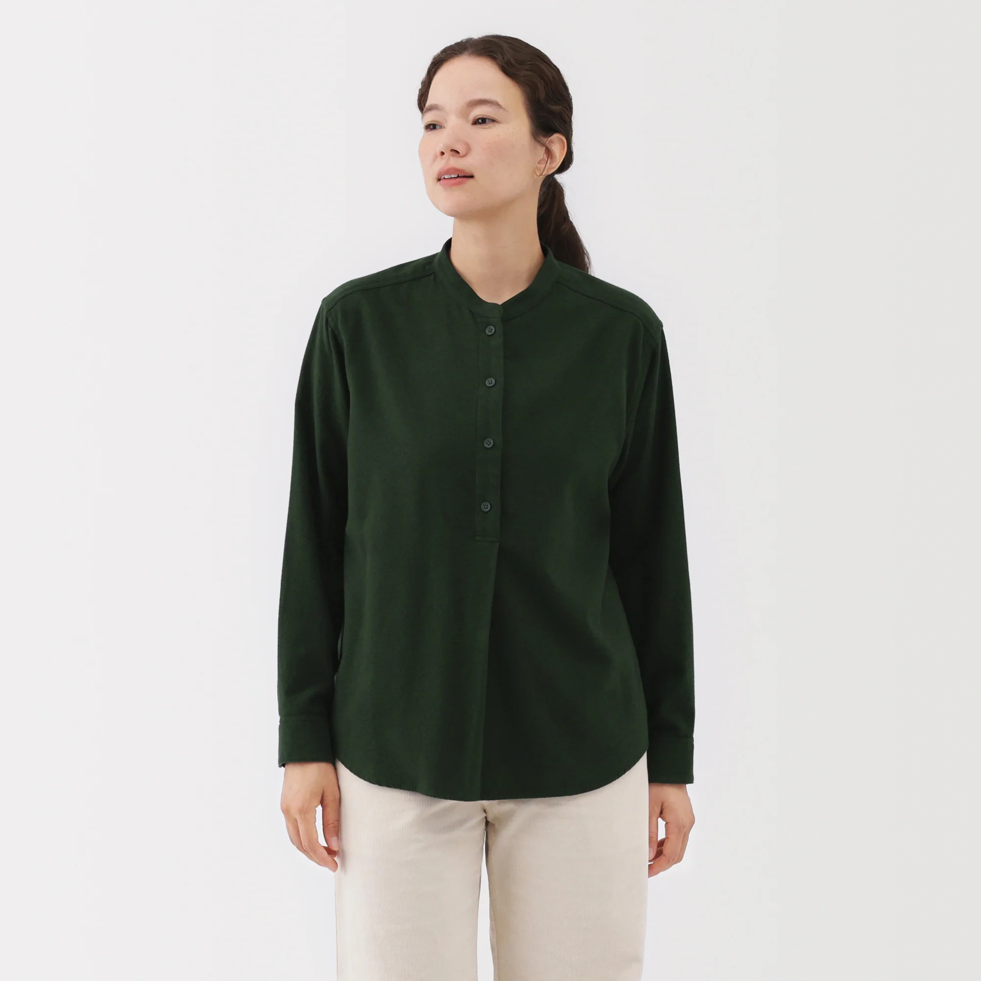 Flannel Stand Collar Blouse - Image 19