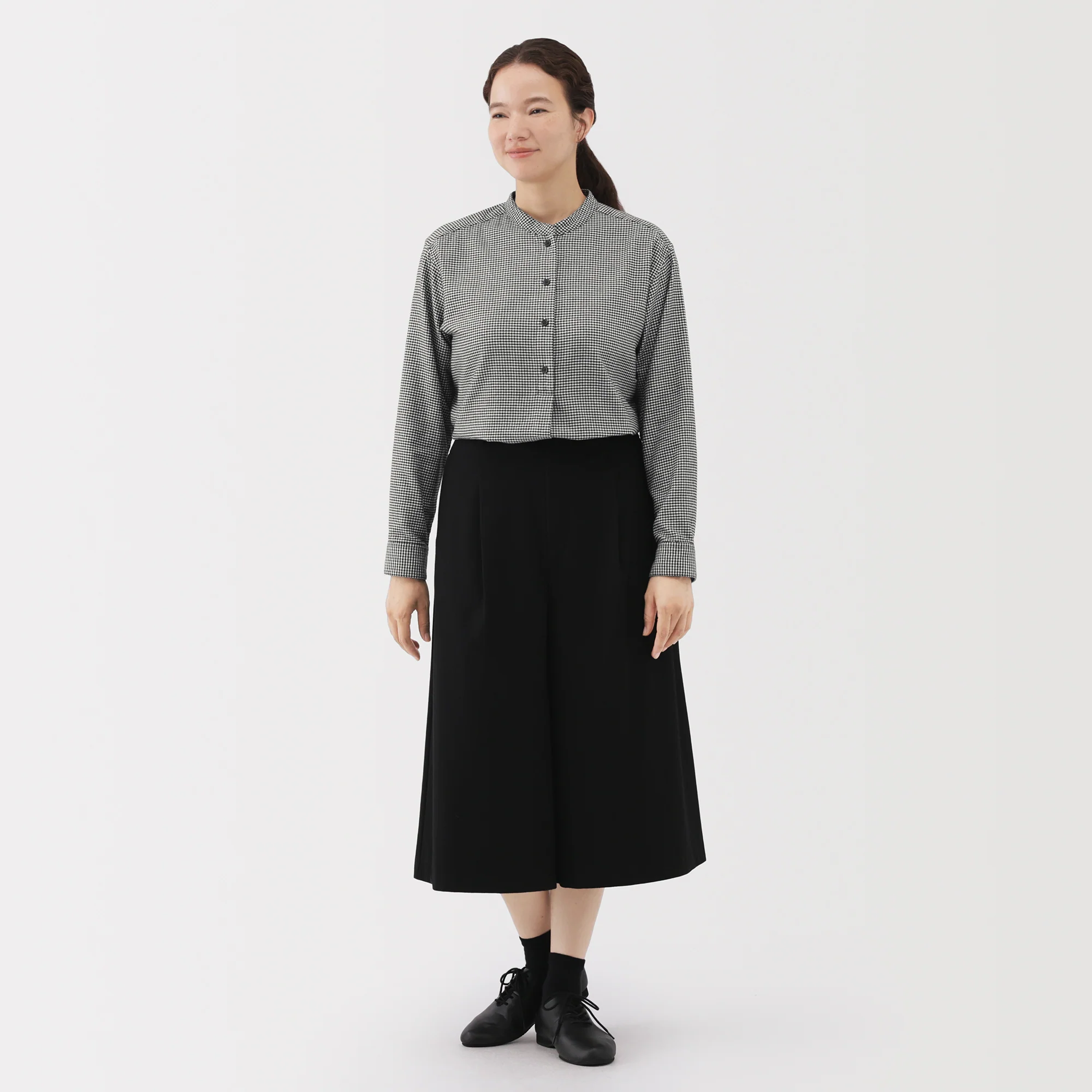 Flannel Stand Collar Blouse - Image 28