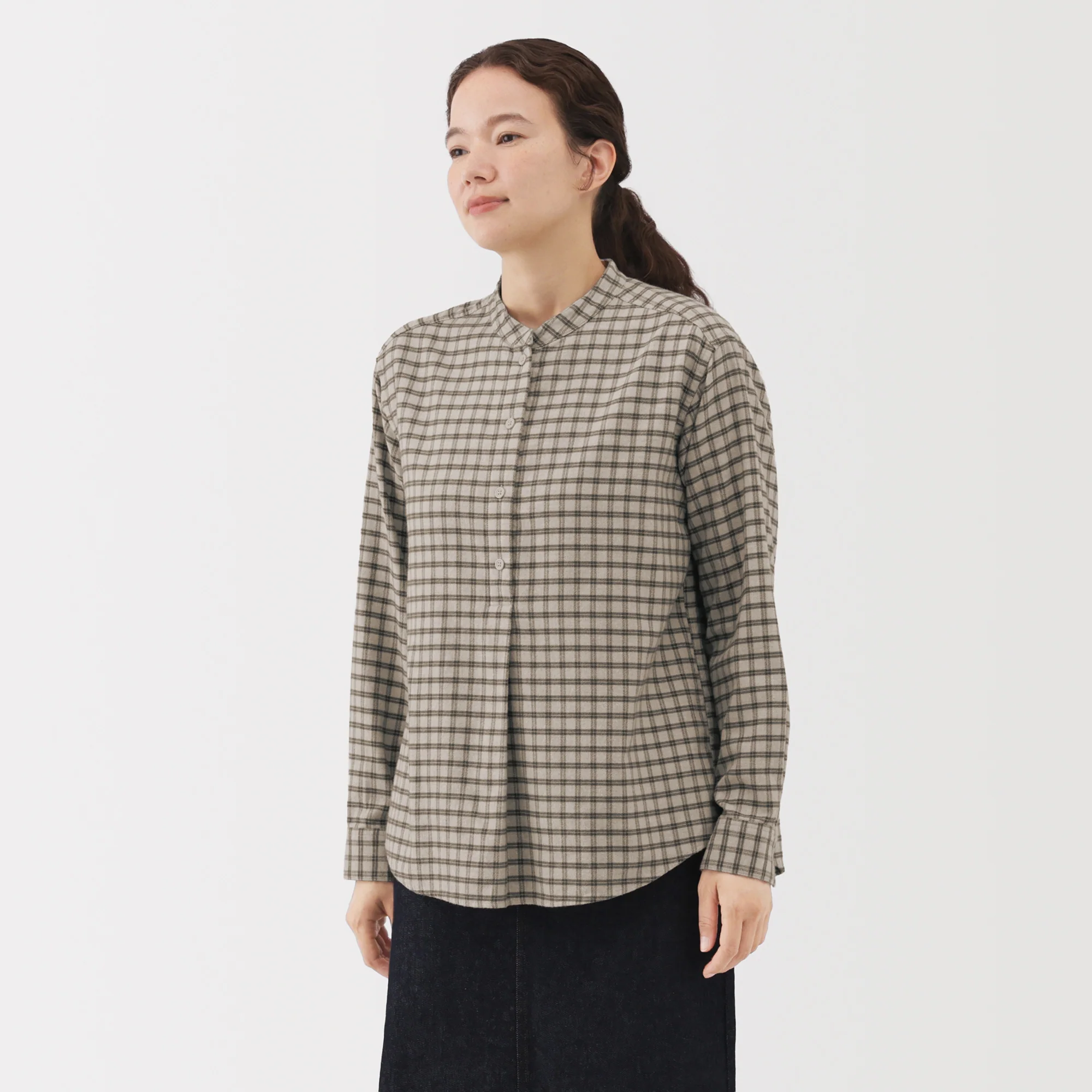 Flannel Stand Collar Blouse - Image 35