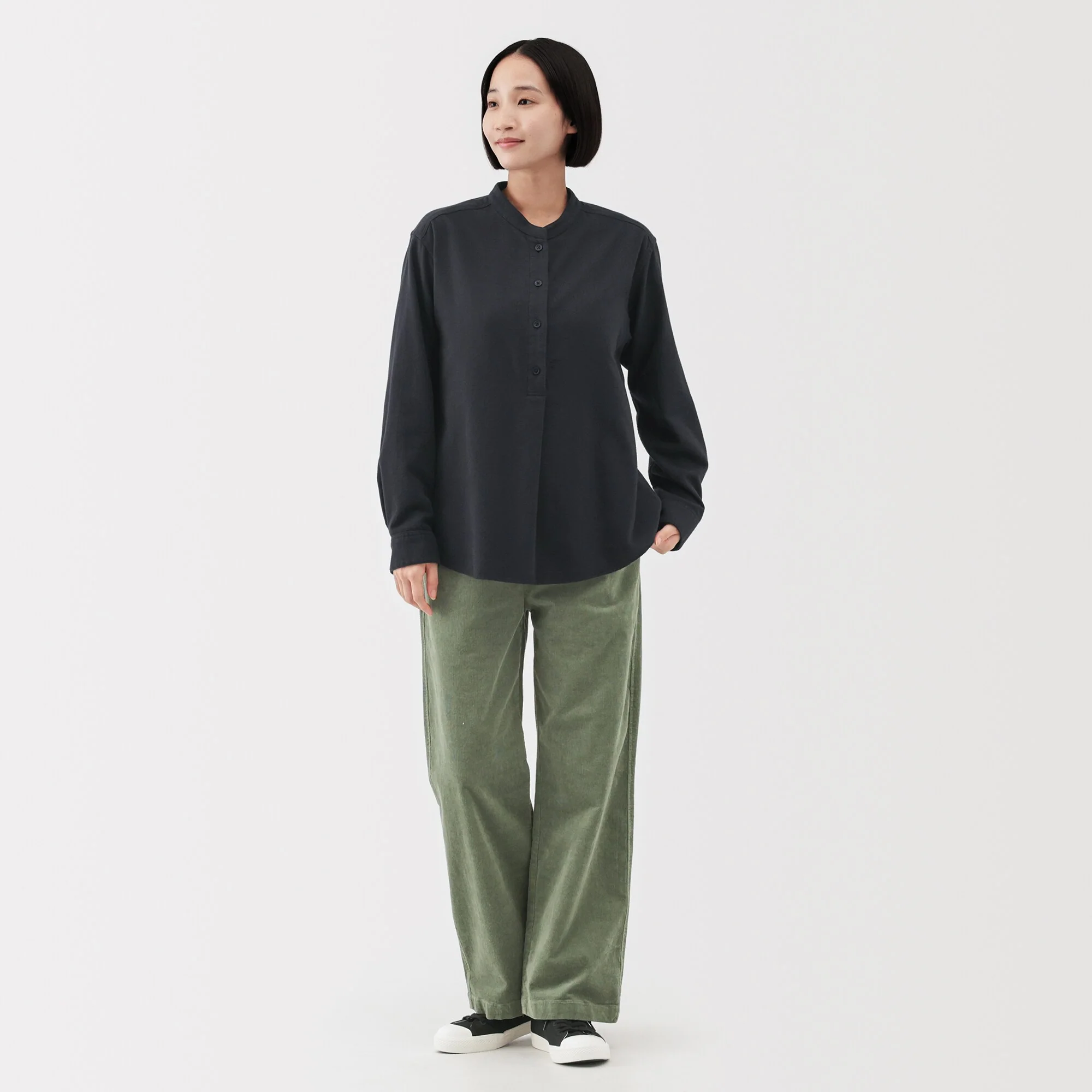 Flannel Stand Collar Blouse - Image 44