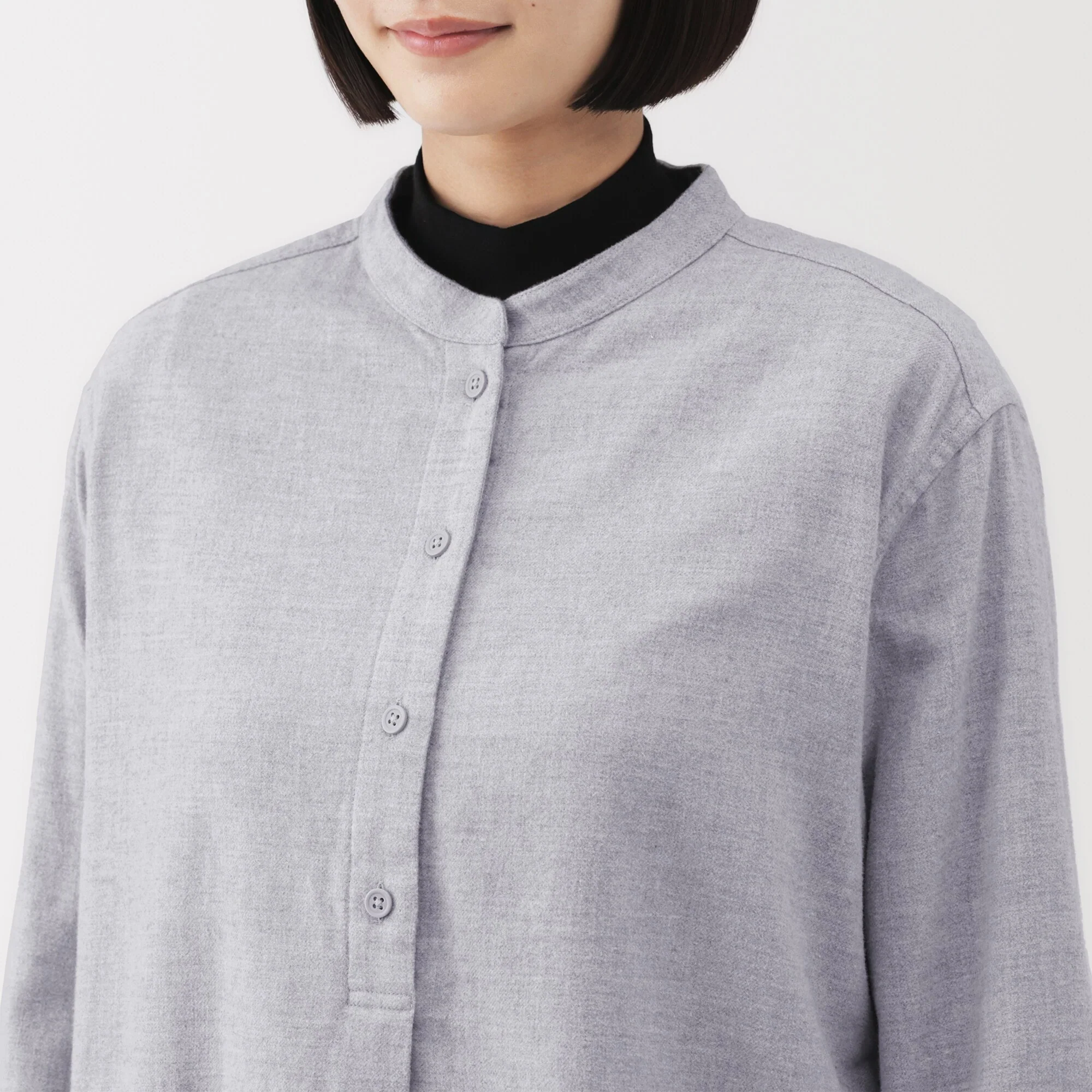Flannel Stand Collar Blouse - Image 47