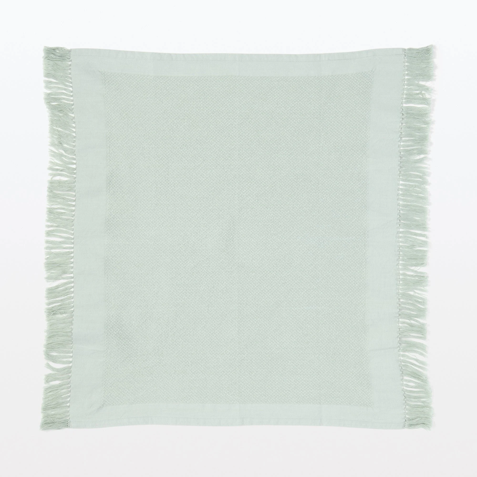 Indian Cotton Multipurpose Cloth with Fringes - Light Green - Image 3
