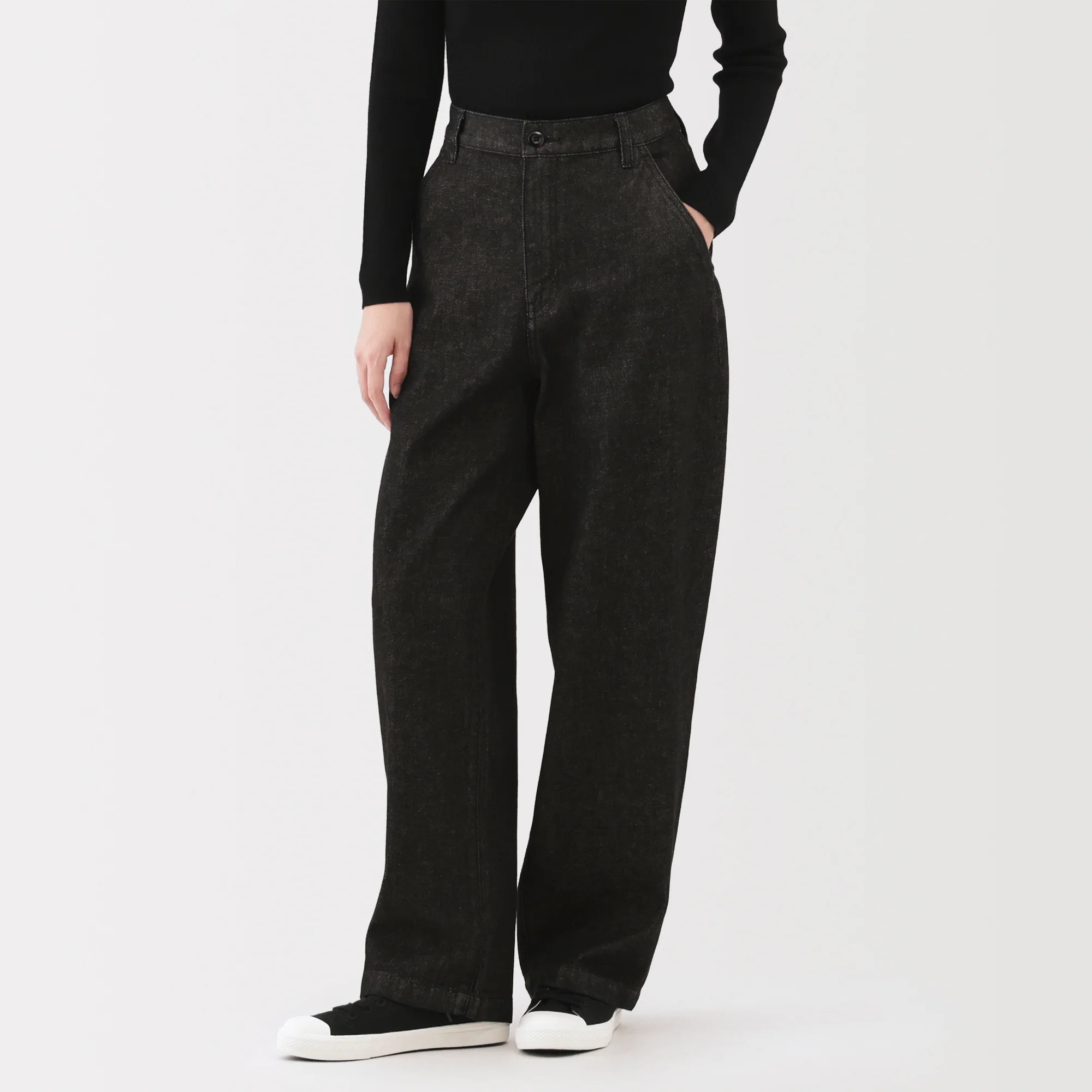 Kapok Blend Denim Wide Tapered Pants