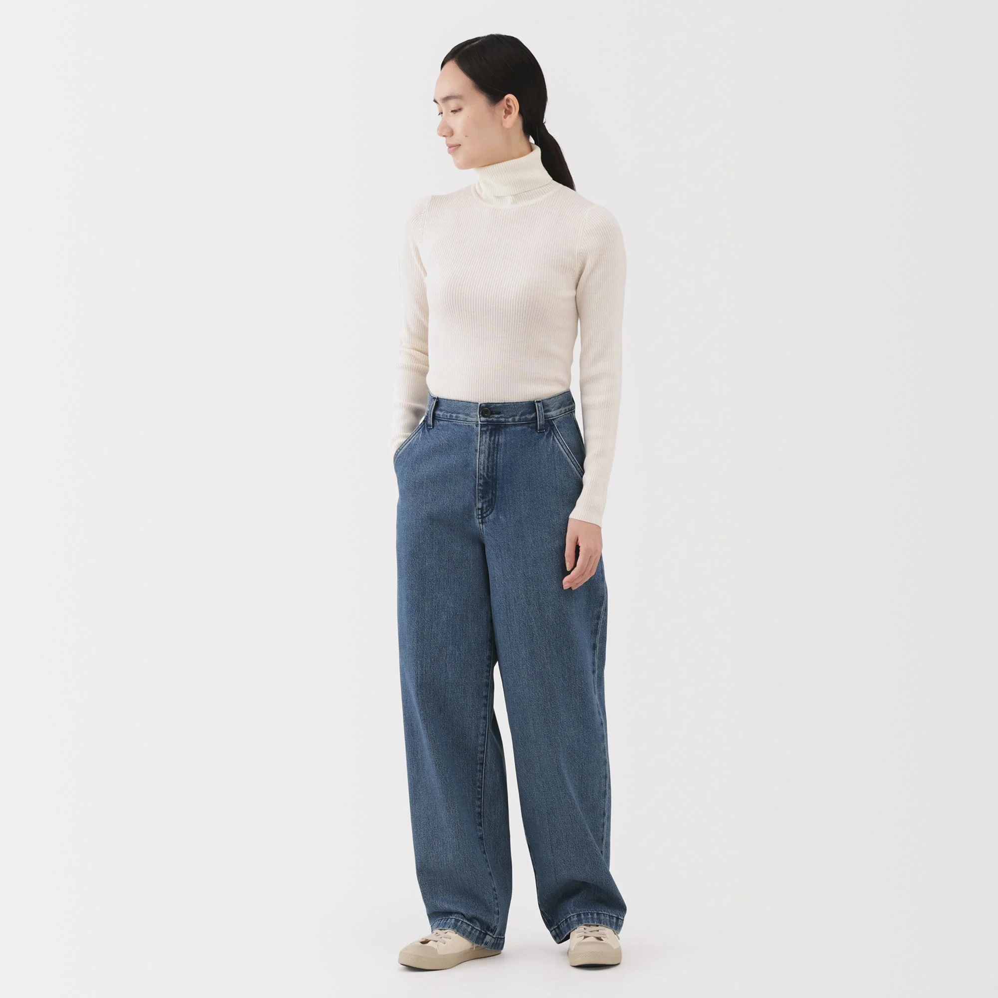 Kapok Denim Wide Tapered Pants - Image 4