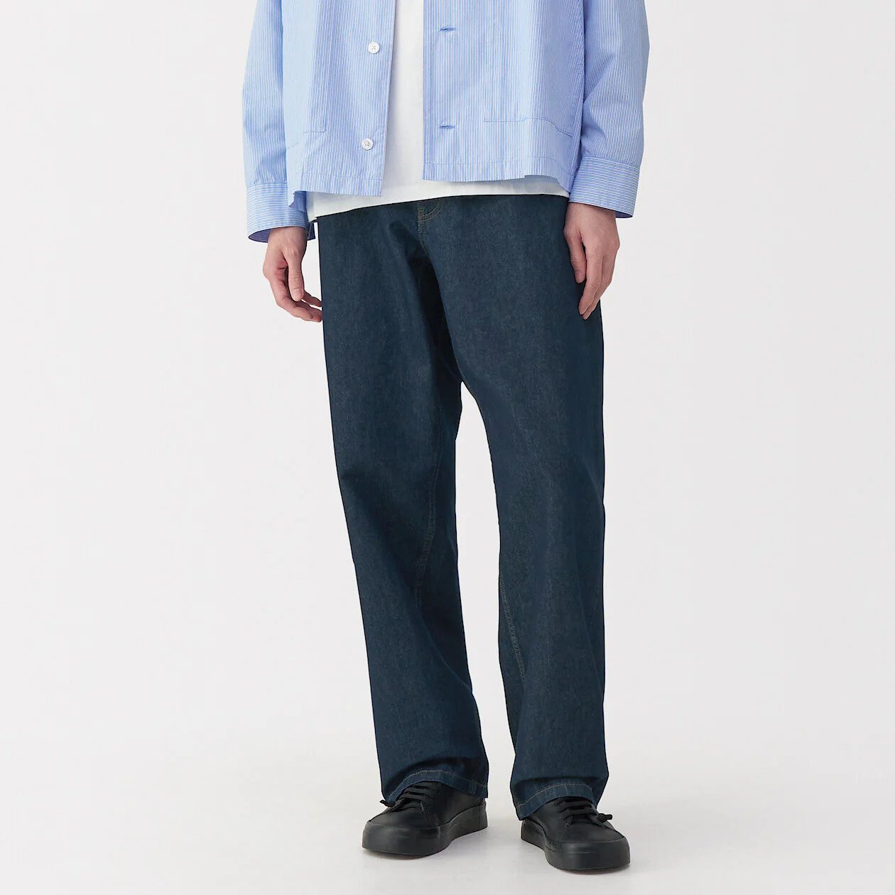 Labo Men's Washi Blend Denim 5-Pocket Wide Pants (L32")