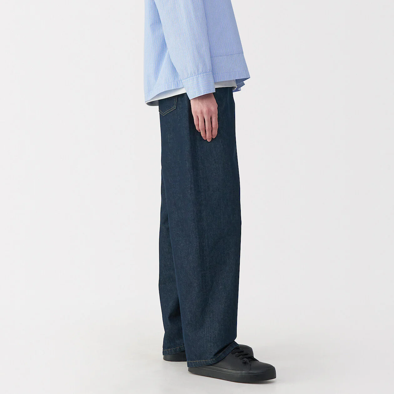 Labo Men's Washi Blend Denim 5-Pocket Wide Pants (L32") - Image 5