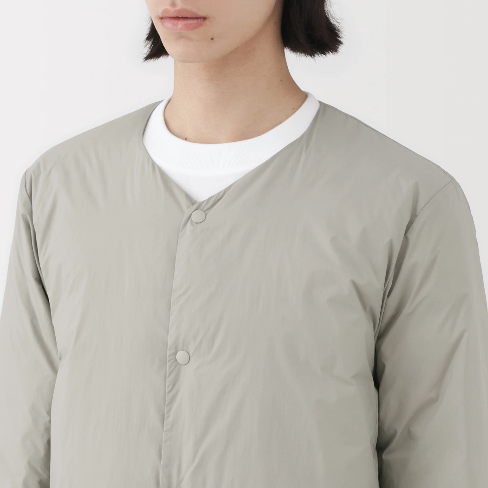 Lightweight Down Collarless Jacket - Image 7