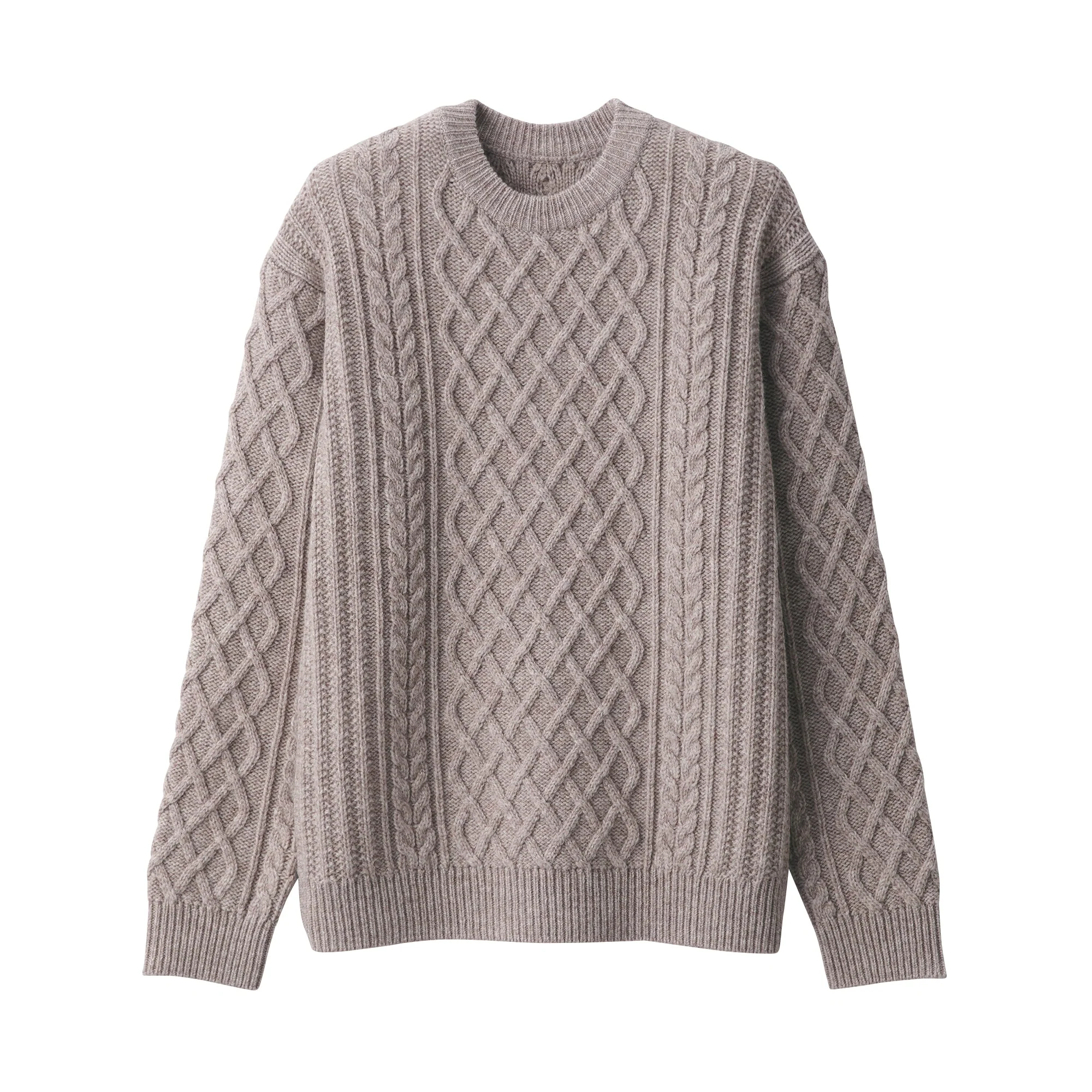Men's Andes Wool Cable Knit Crew Neck Sweater - Image 2