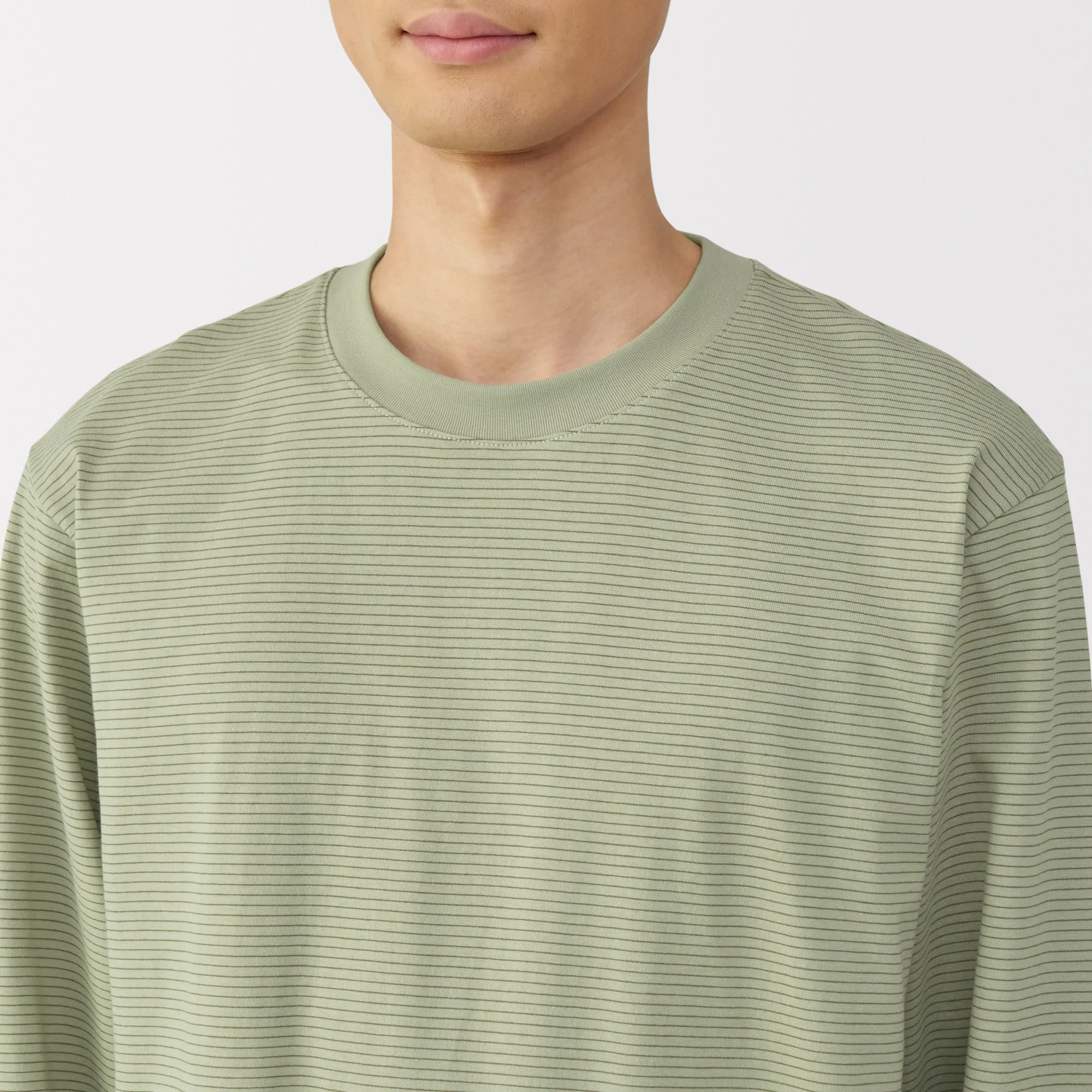 Men's Jersey Crew Neck Long Sleeve Striped T-Shirt - Image 28