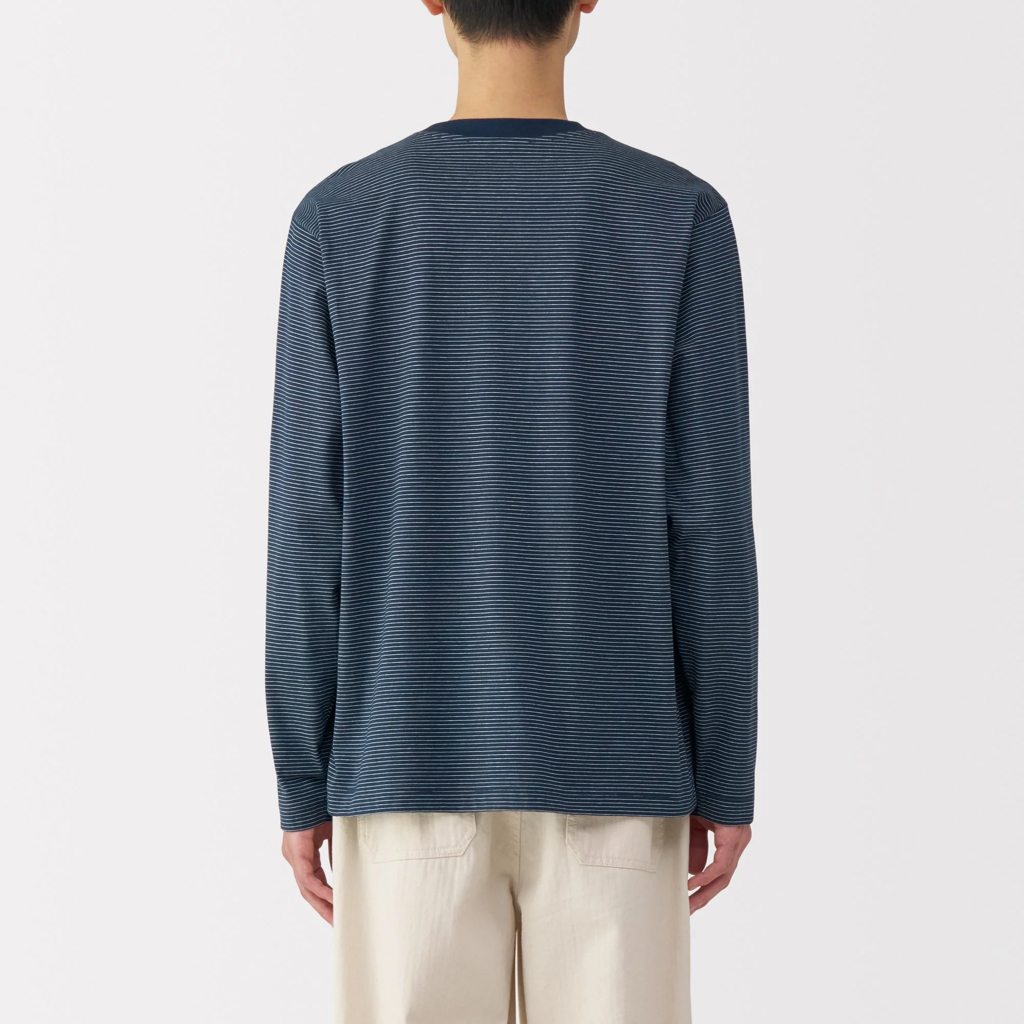 Men's Jersey Crew Neck Long Sleeve Striped T-Shirt - Image 6