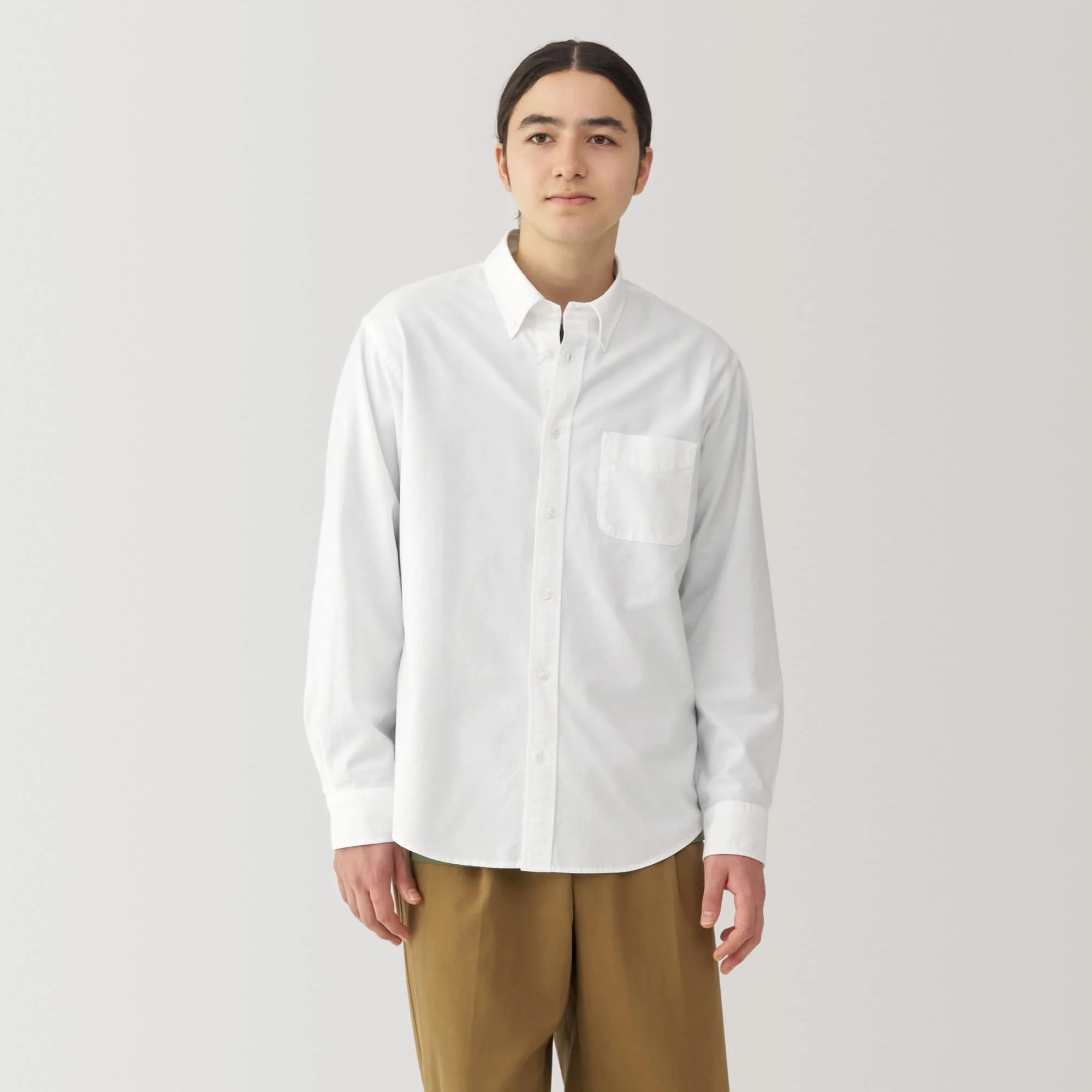 Men's Washed Oxford Button Down Long Sleeve Shirt - Image 11