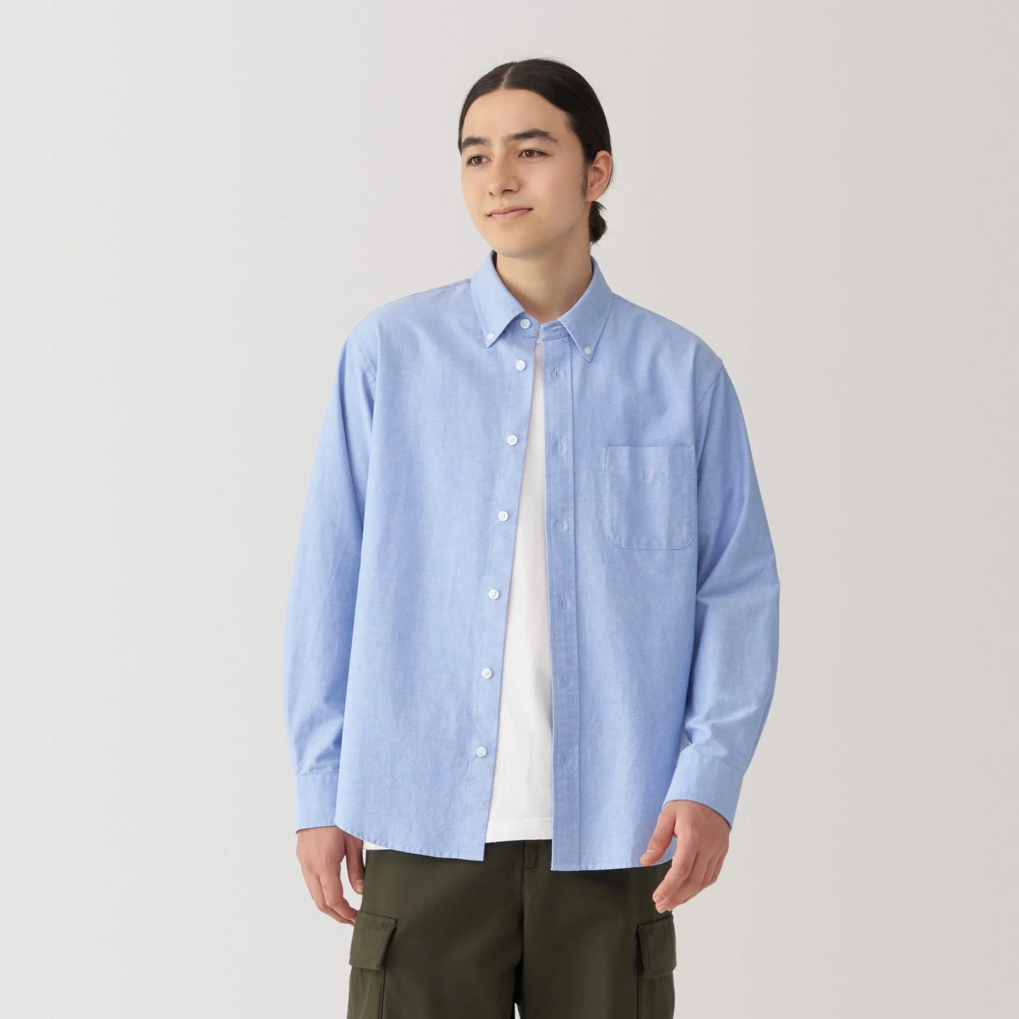 Men's Washed Oxford Button Down Long Sleeve Shirt - Image 19
