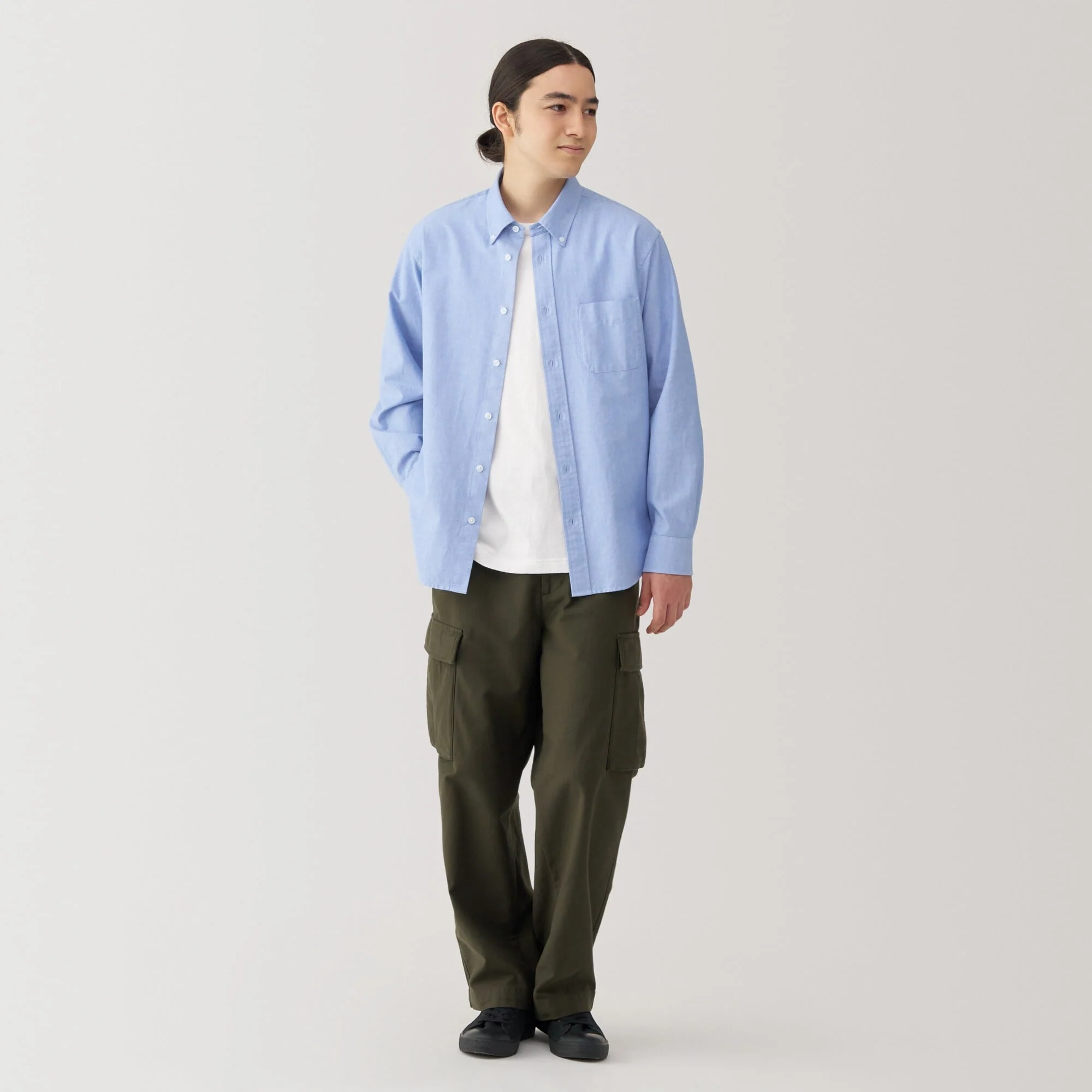 Men's Washed Oxford Button Down Long Sleeve Shirt - Image 20