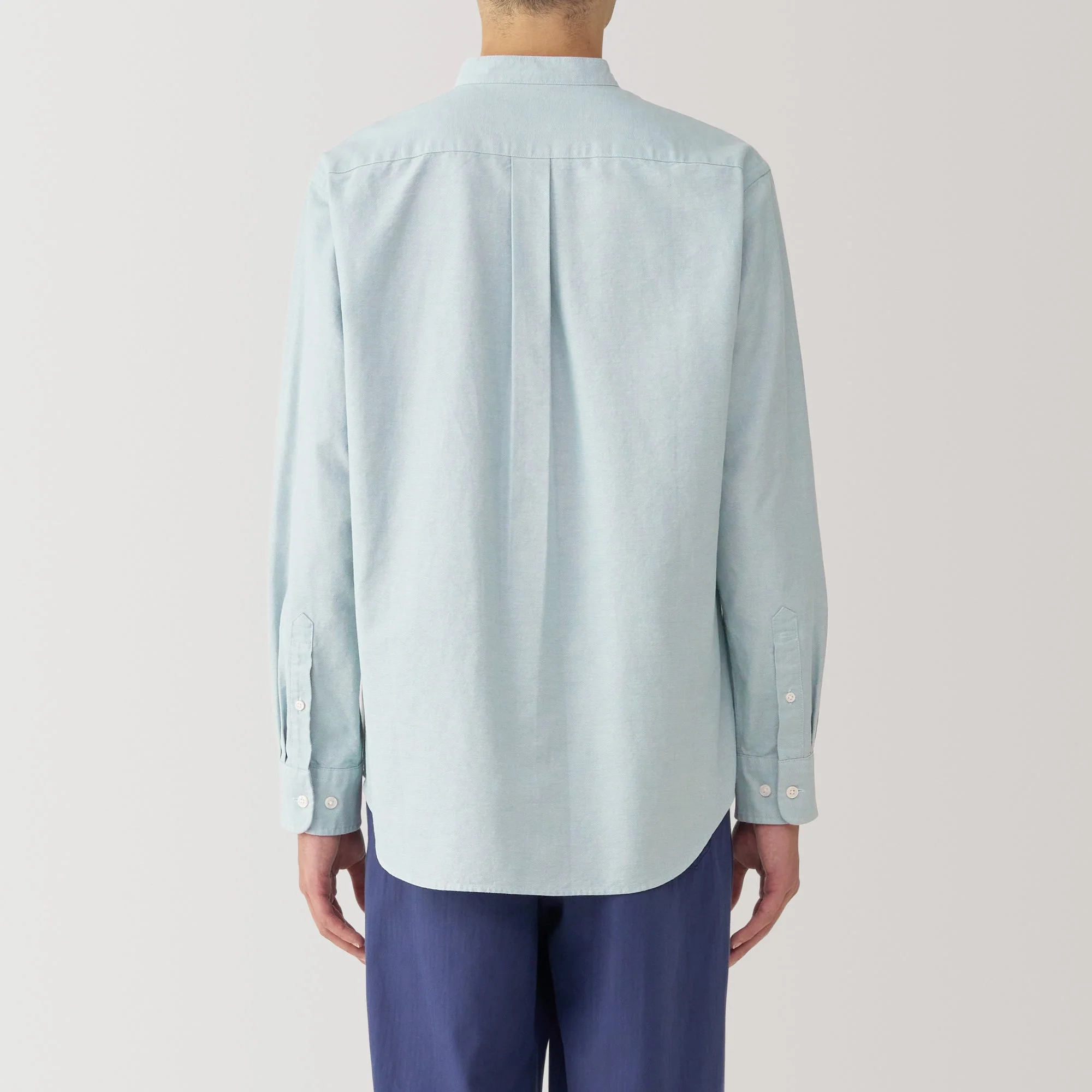 Men's Washed Oxford Stand Collar Long Sleeve Shirt - Image 6