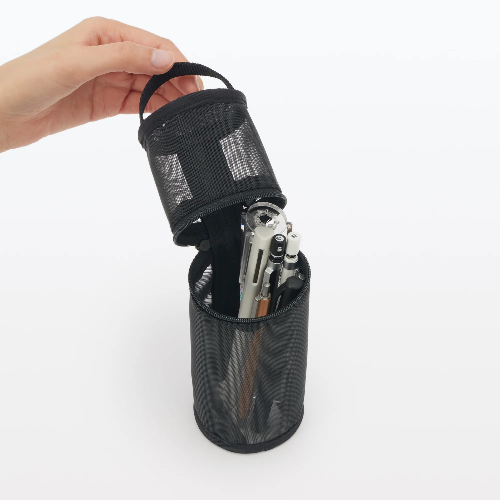 Nylon Mesh Vertical/Horizontal Pen Case Thin - Black - Image 7