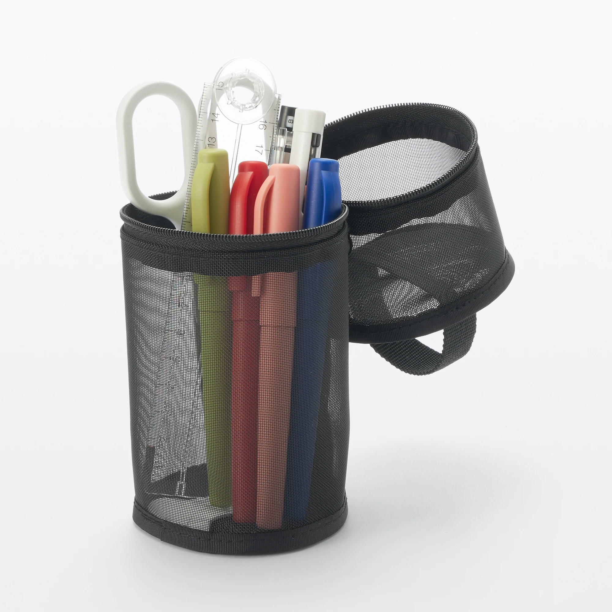 Nylon Mesh Vertical/Horizontal Pen Case Wide - Black - Image 2