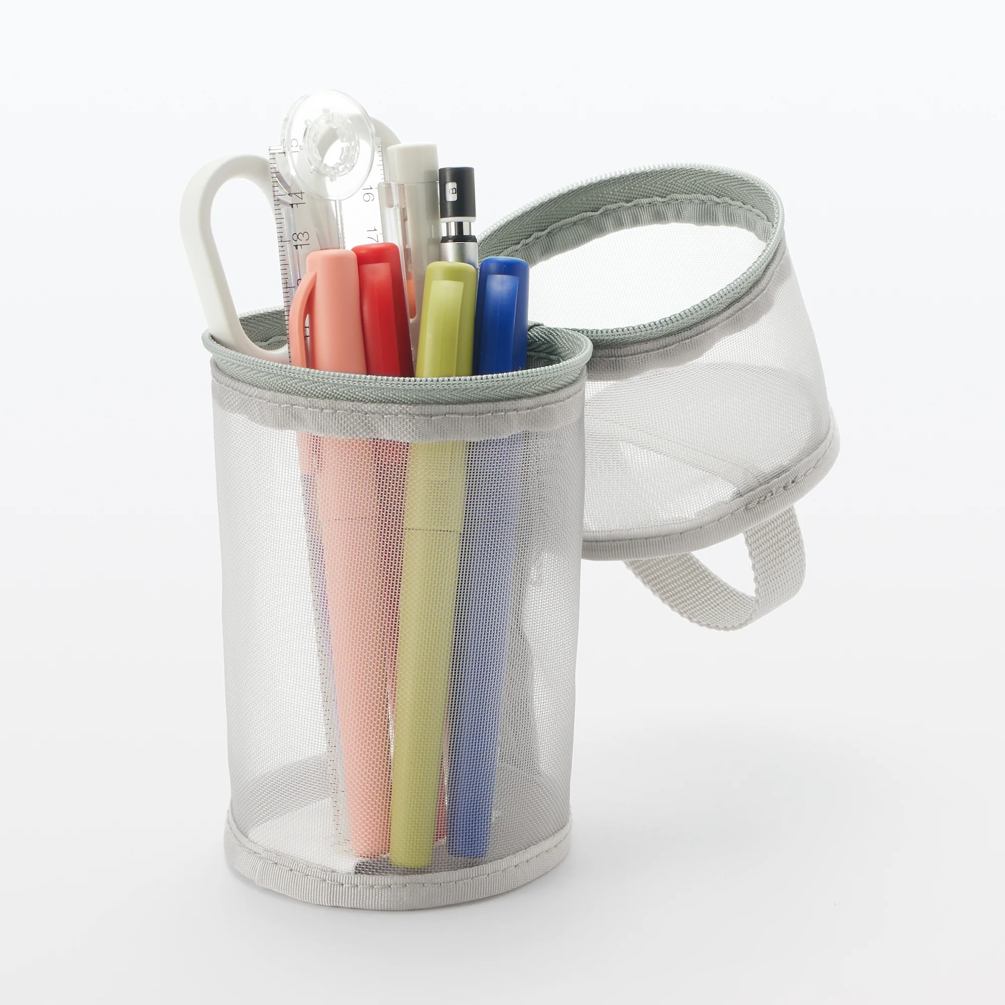 Nylon Mesh Vertical/Horizontal Pen Case Wide - Grey - Image 2