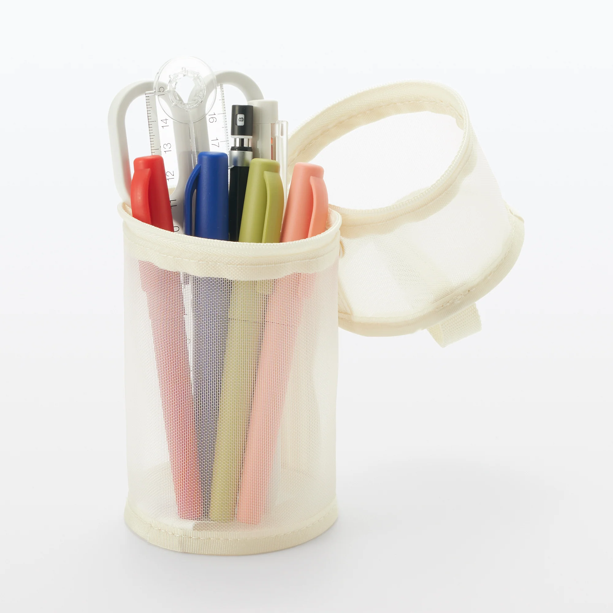 Nylon Mesh Vertical/Horizontal Pen Case Wide - Ivory - Image 2