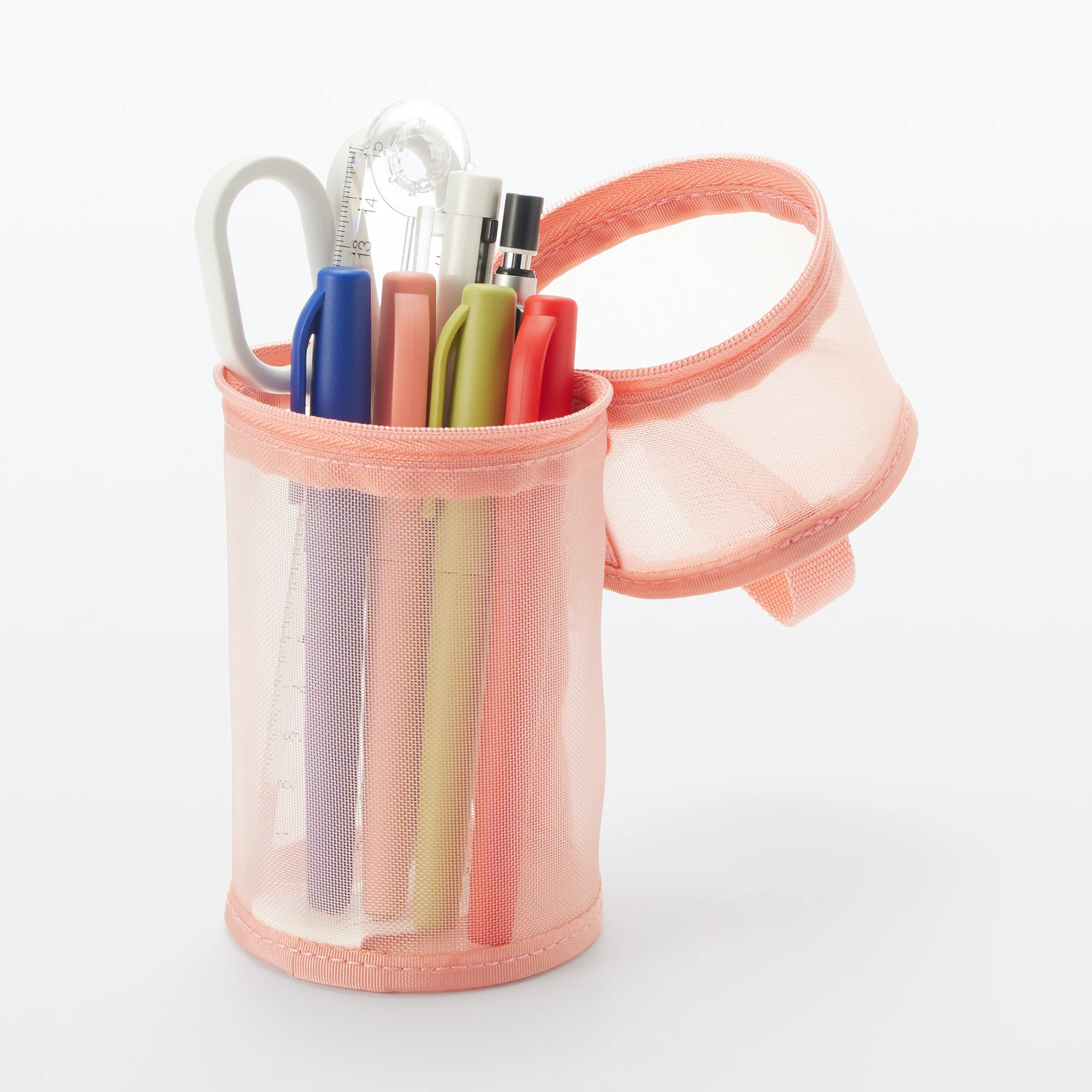 Nylon Mesh Vertical/Horizontal Pen Case Wide - Pink - Image 2