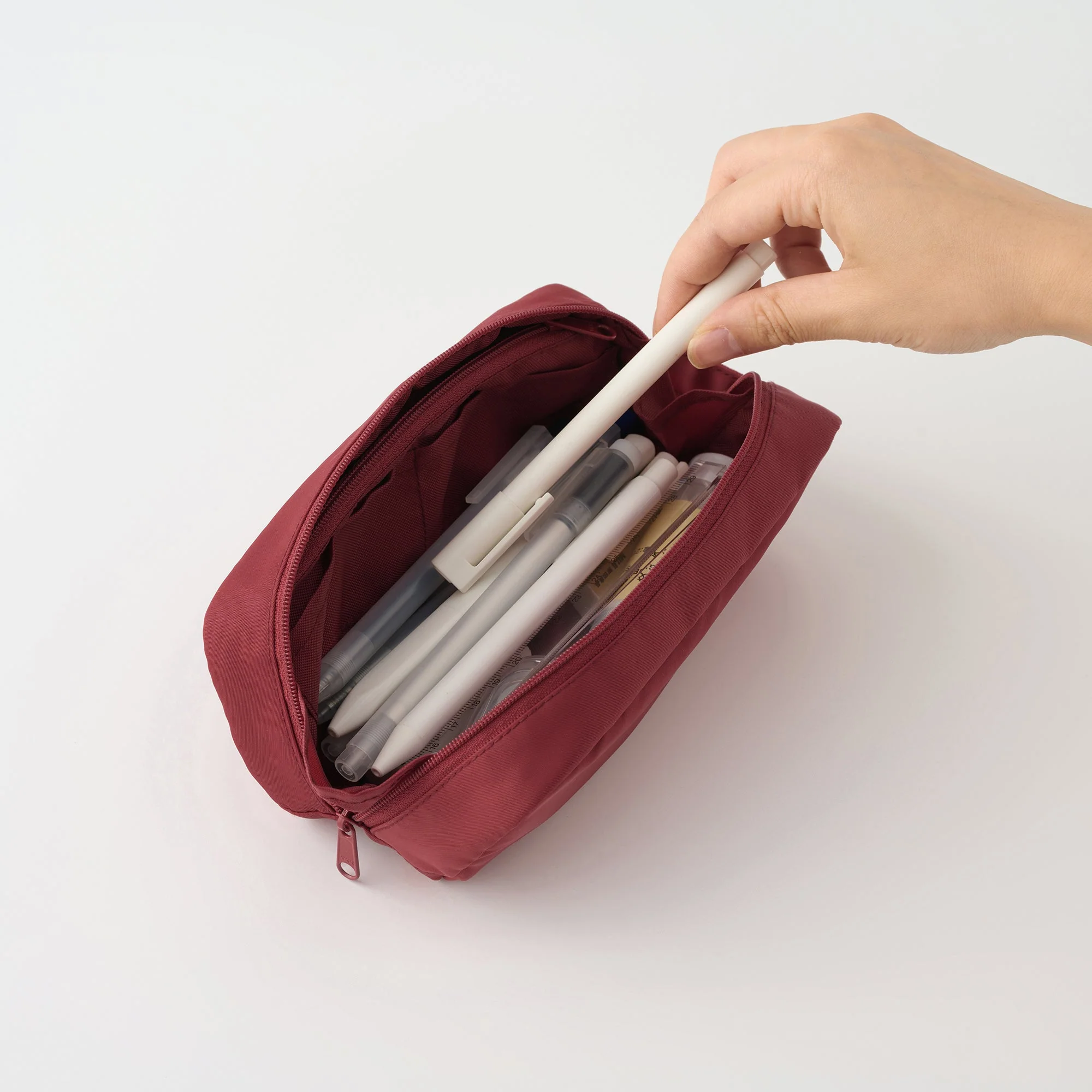 Nylon Pen Case with Handle - Red - Image 10