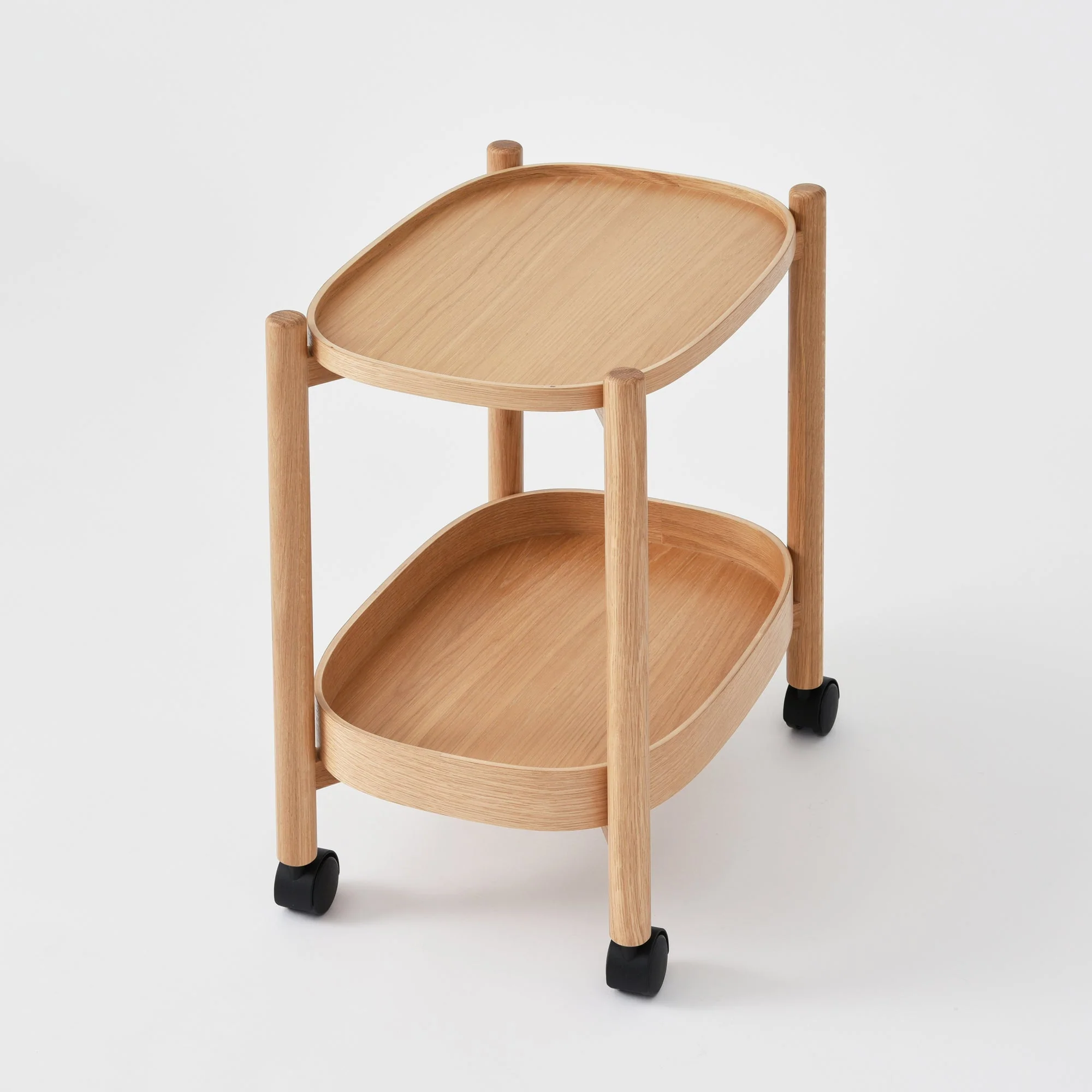 Oak Wheeled Cart Side Table - Image 2