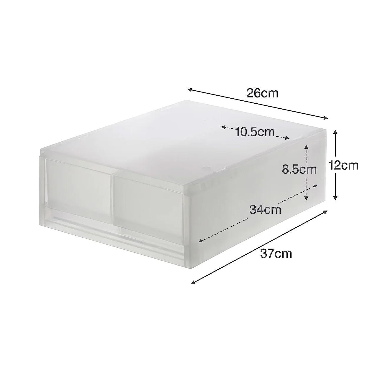 Polypropylene Storage Case Drawer Shallow with Partition (W26 x D37 x H12 cm) - Image 5