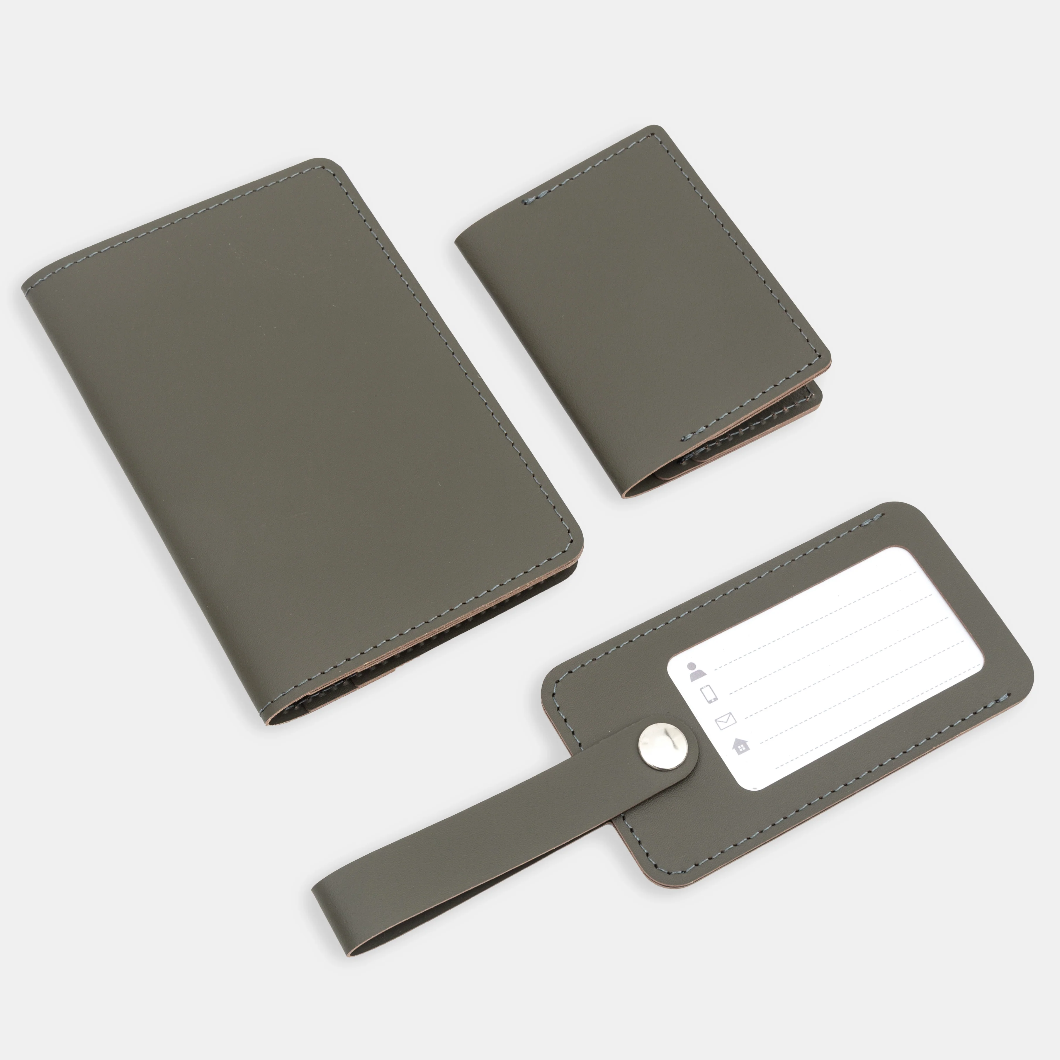 Recycled Leather Travel Card Holder - Khaki - Image 5