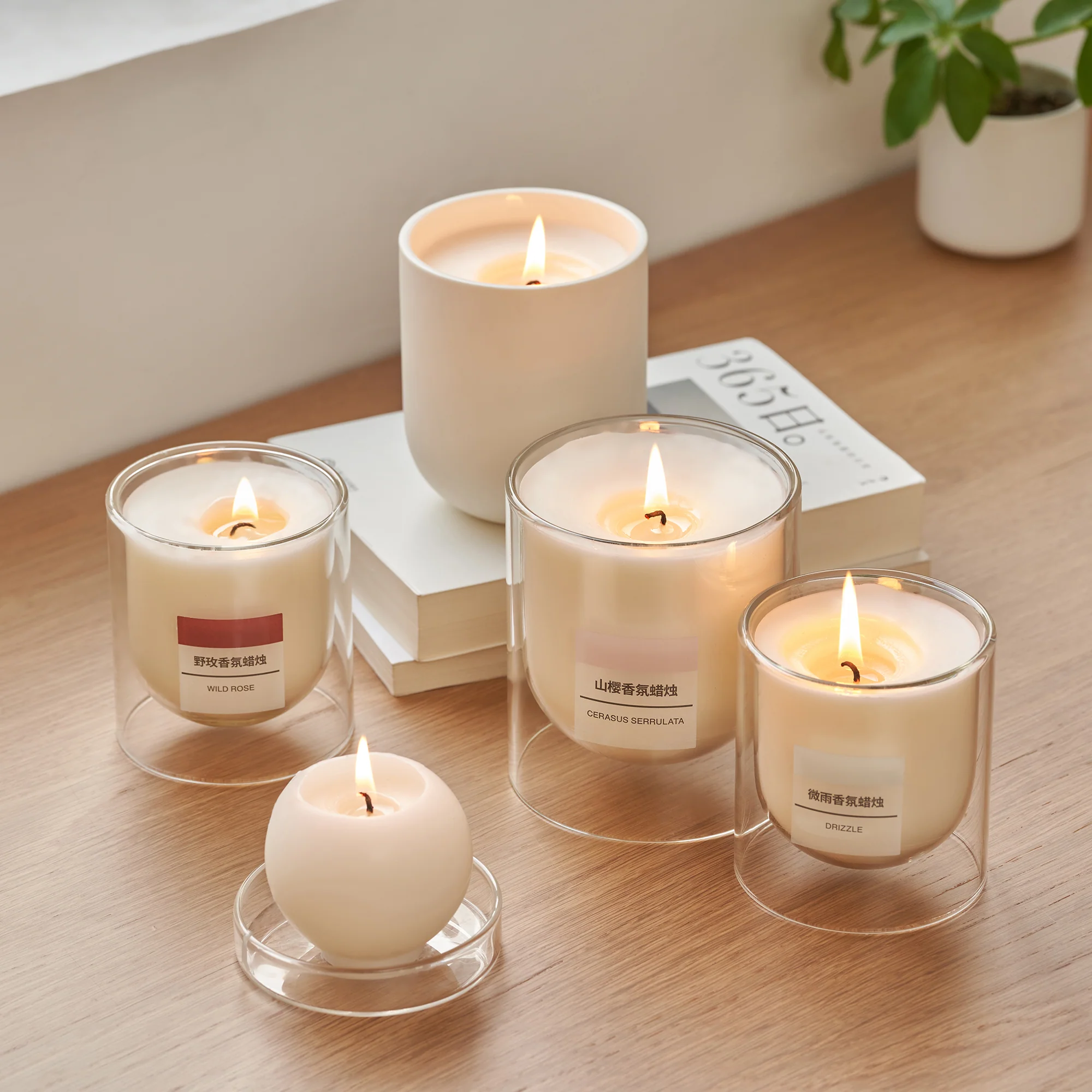 Scented Double Wall Glass Candle - Wild Rose - Image 16