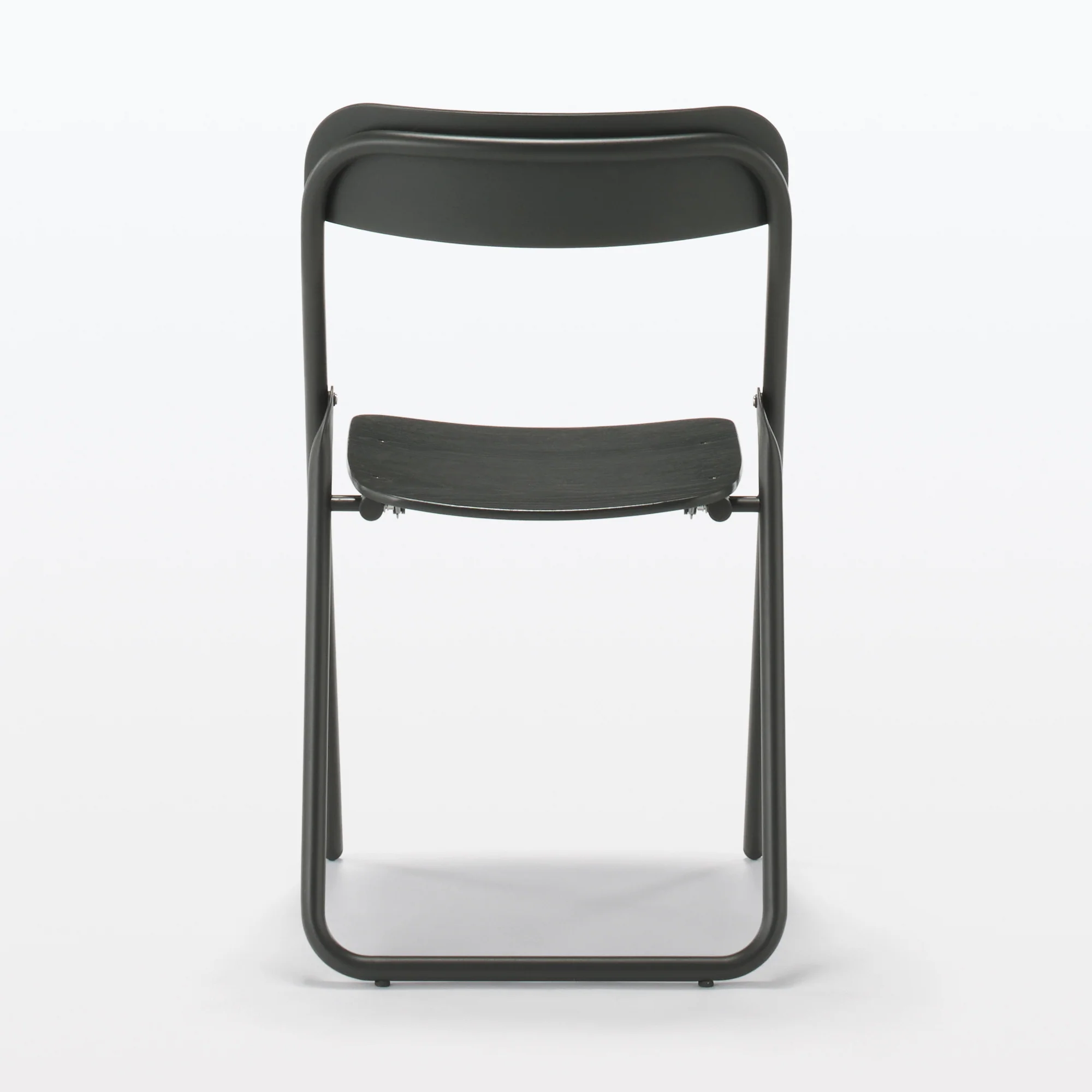 Steel Pipe Folding Chair with Wooden Seat - Dark Grey - Image 3