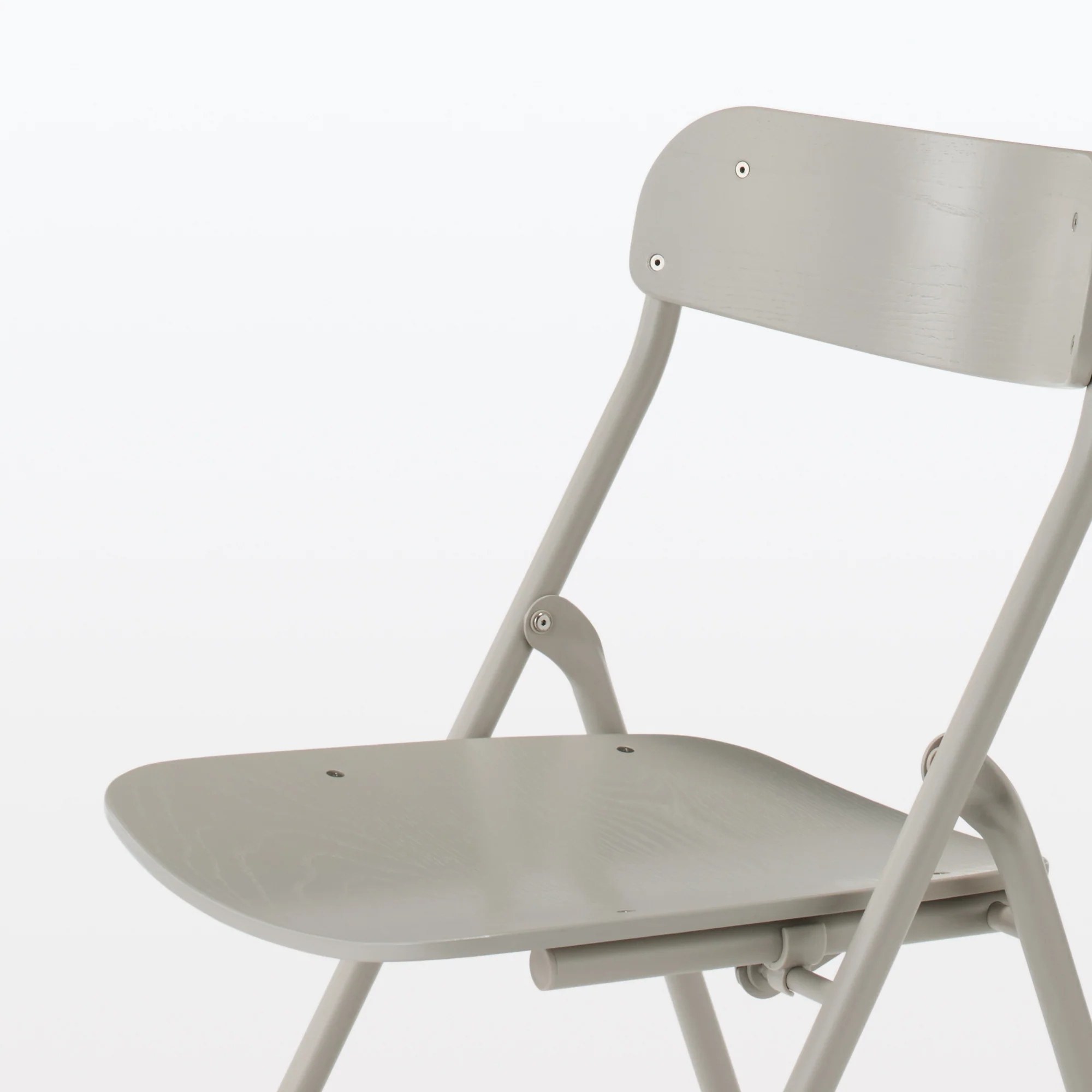 Steel Pipe Folding Chair with Wooden Seat - Warm Grey - Image 6