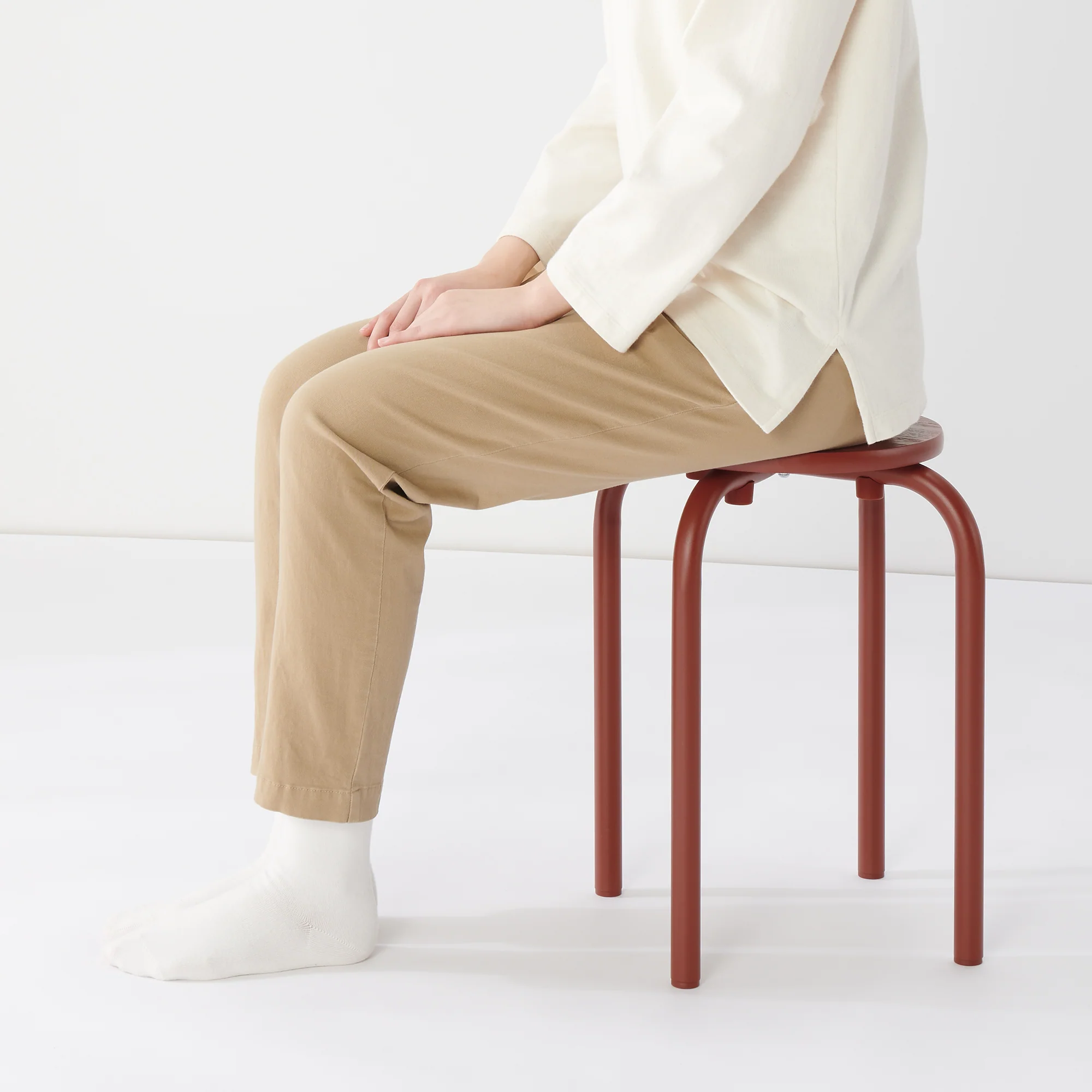 Steel Pipe Stacking Stool - Burgundy - Image 3