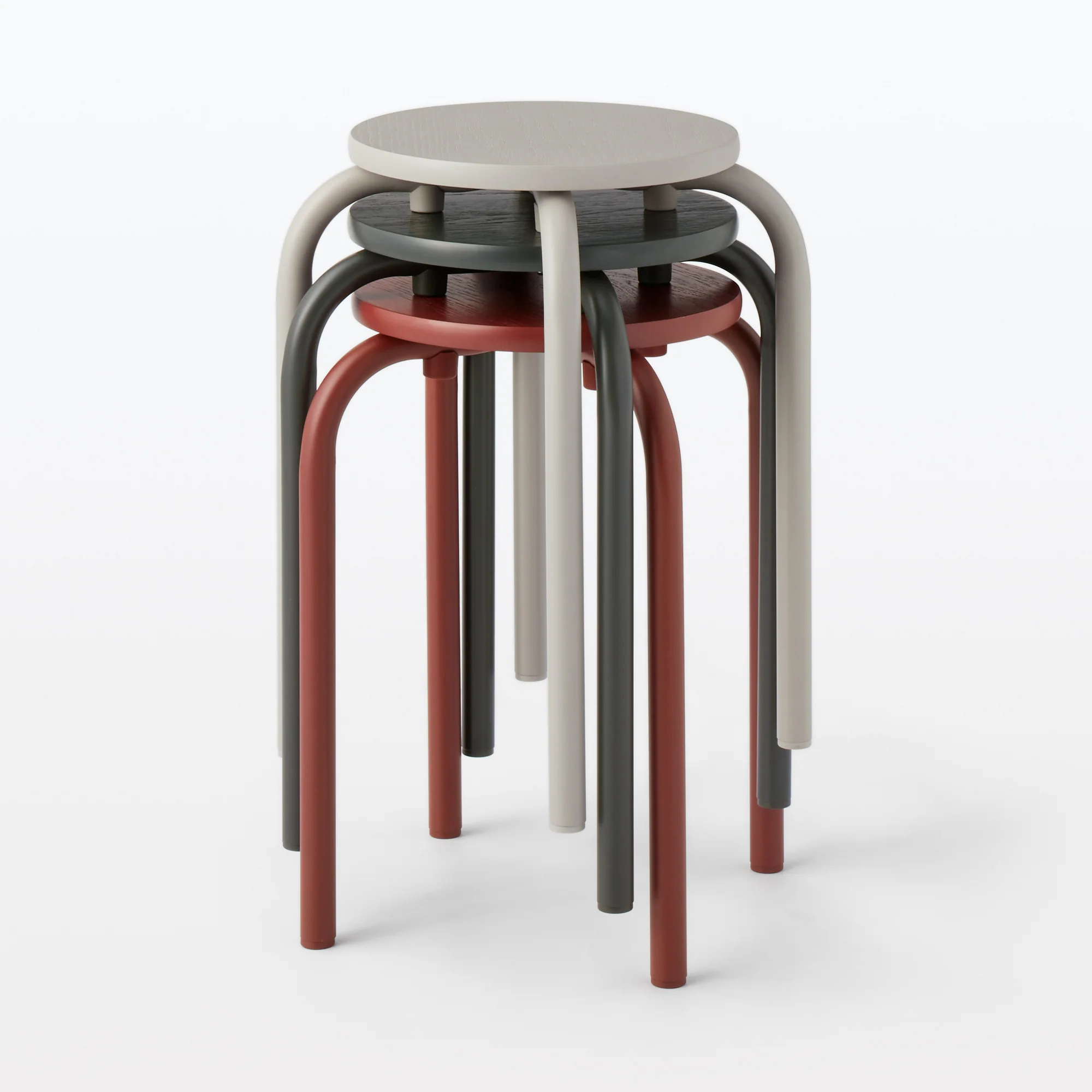 Steel Pipe Stacking Stool - Burgundy - Image 4