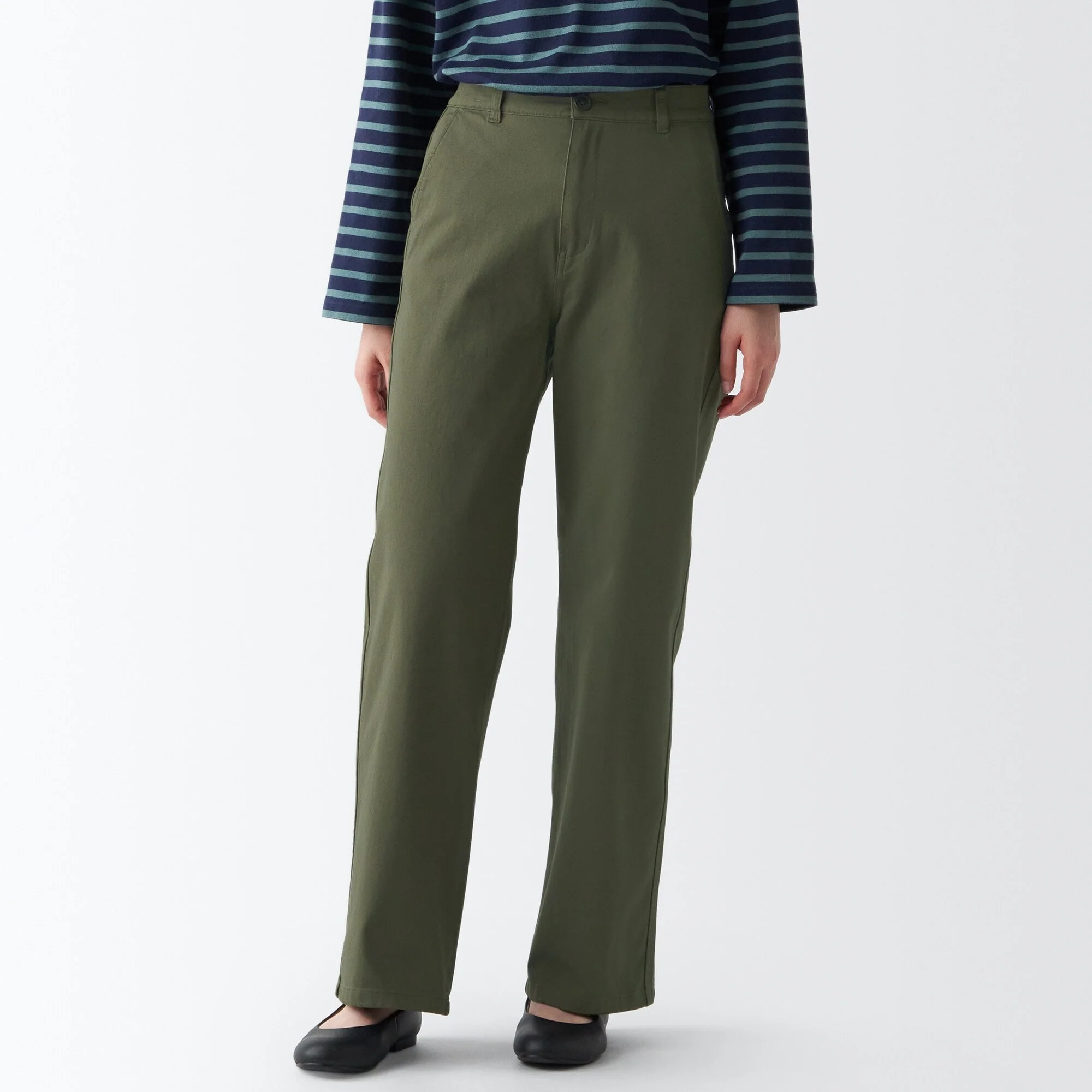 Women's 4-Way Stretch Chino Wide Straight Pants (L 32inch / 82cm) - Image 23