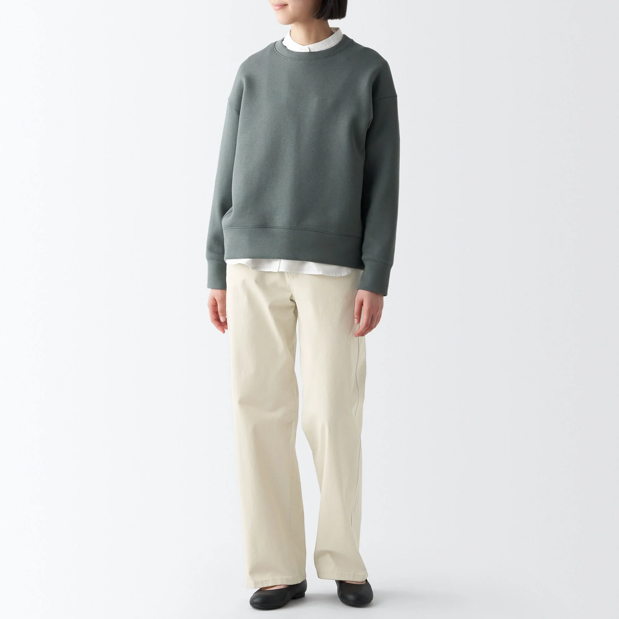 Women's 4-Way Stretch Chino Wide Straight Pants (L 32inch / 82cm) - Image 4