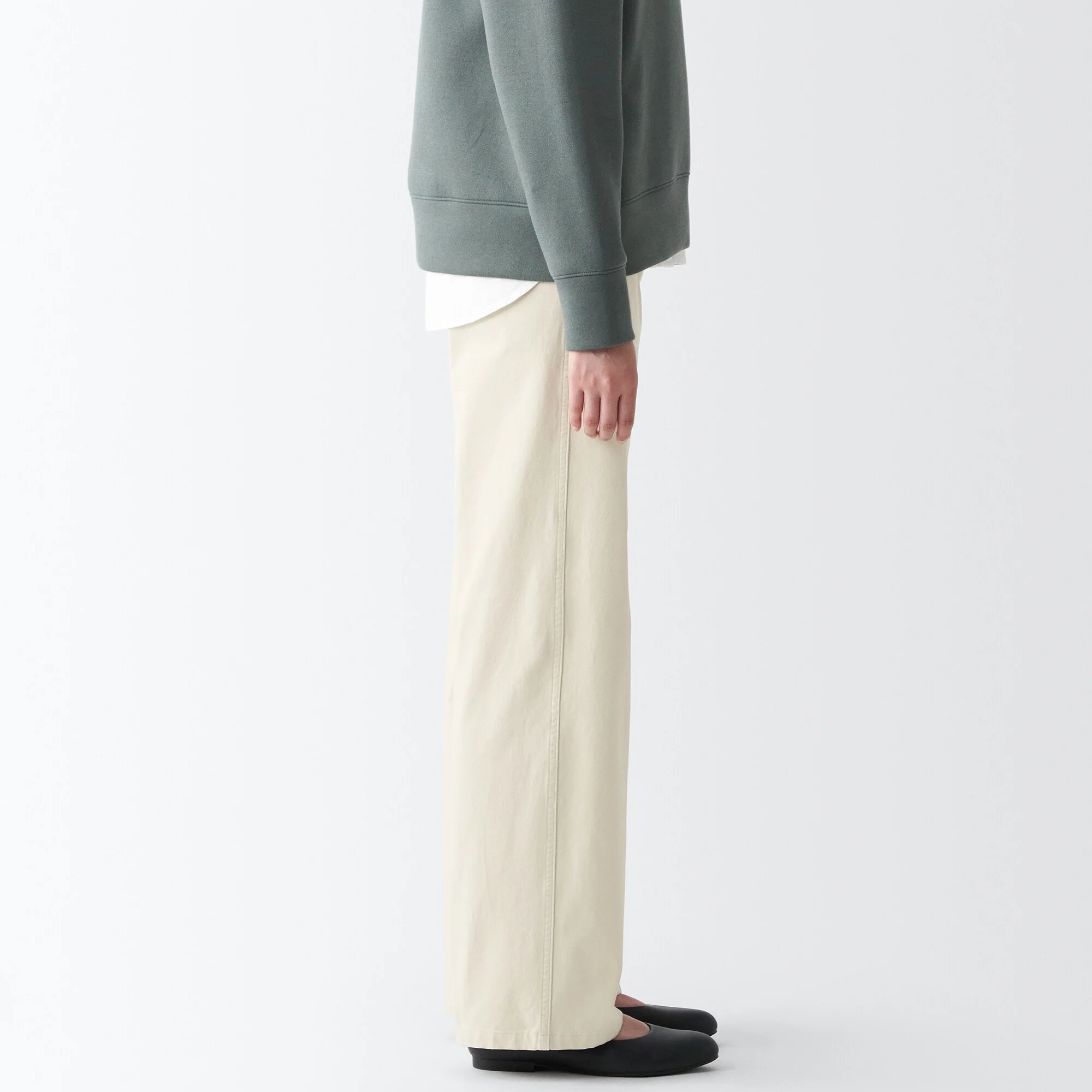 Women's 4-Way Stretch Chino Wide Straight Pants (L 32inch / 82cm) - Image 5