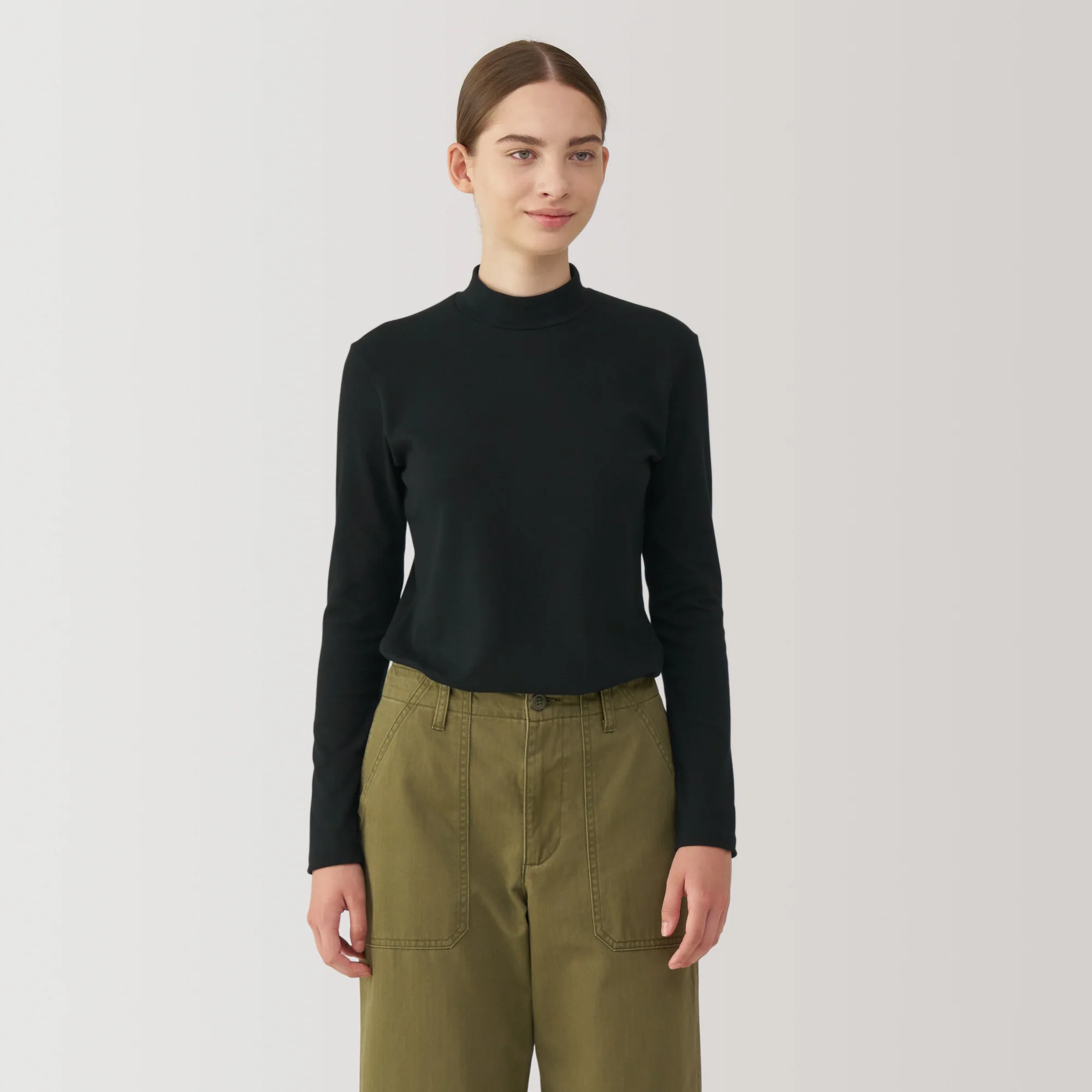 Women's Brushed Ribbed High Neck Long Sleeve T-Shirt - Image 27