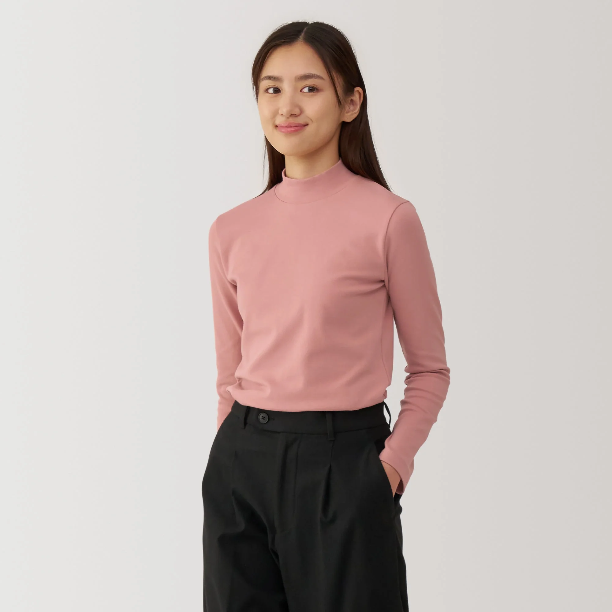 Women's Brushed Ribbed High Neck Long Sleeve T-Shirt - Image 3