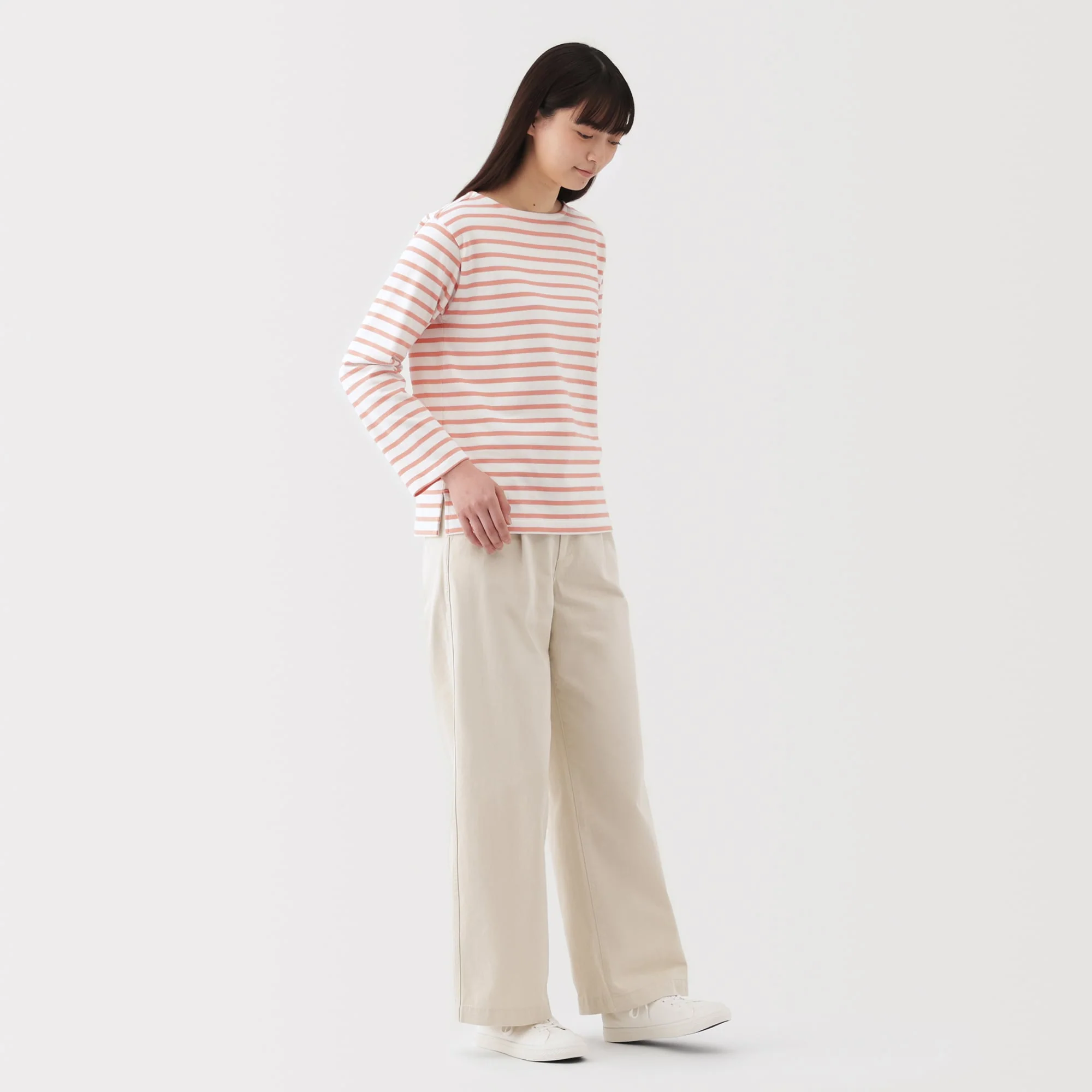 Women's Heavy Weight Boat Neck Long Sleeve Striped T-Shirt - Image 12