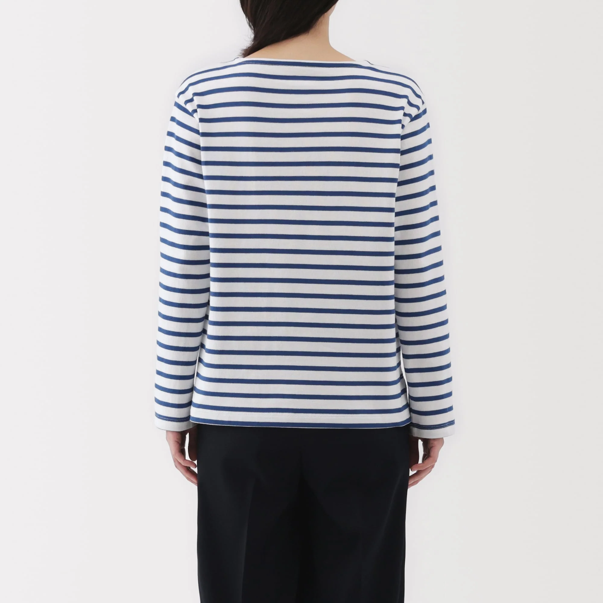 Women's Heavy Weight Boat Neck Long Sleeve Striped T-Shirt - Image 22