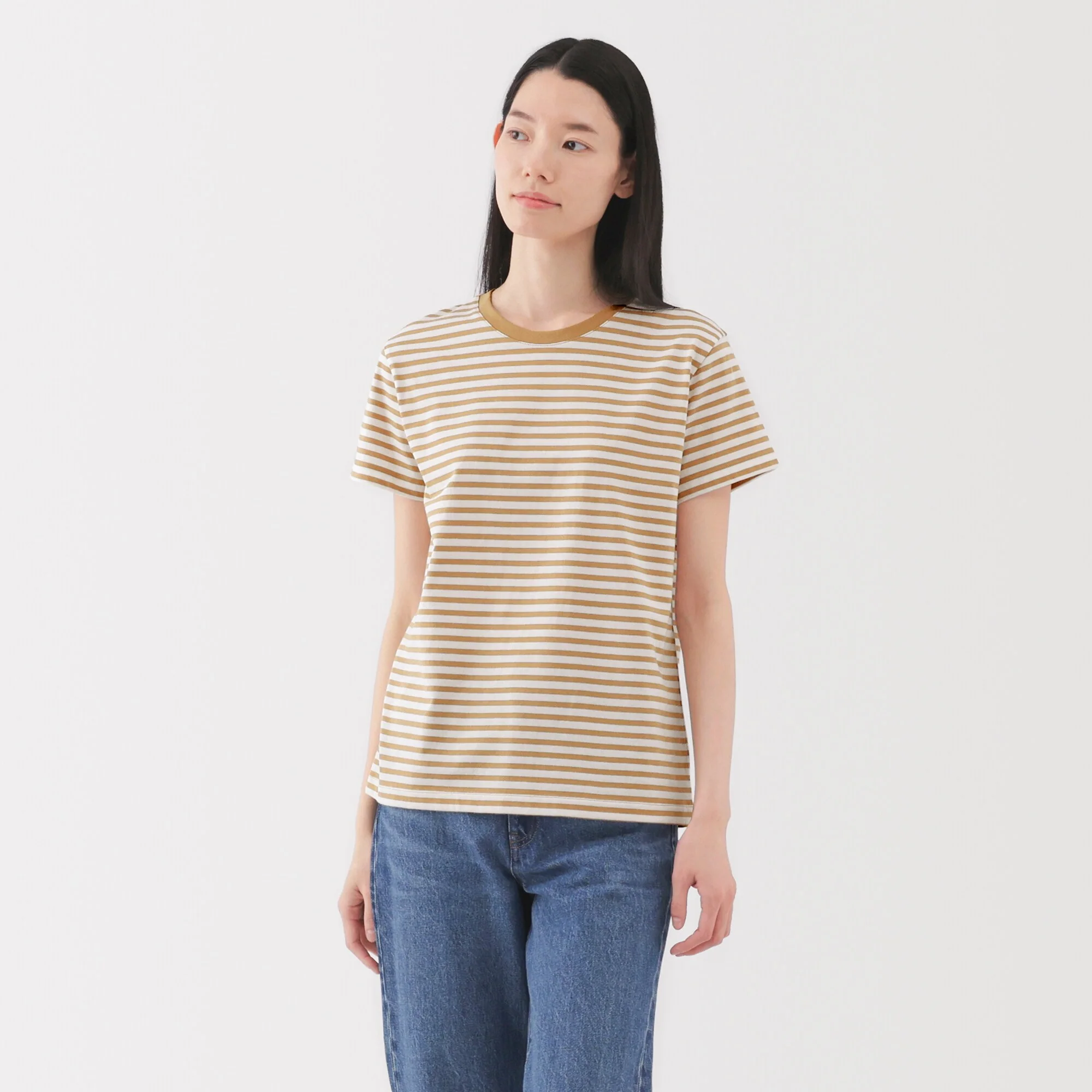 Women's Jersey Crew Neck Short Sleeve Striped T-Shirt - Image 11