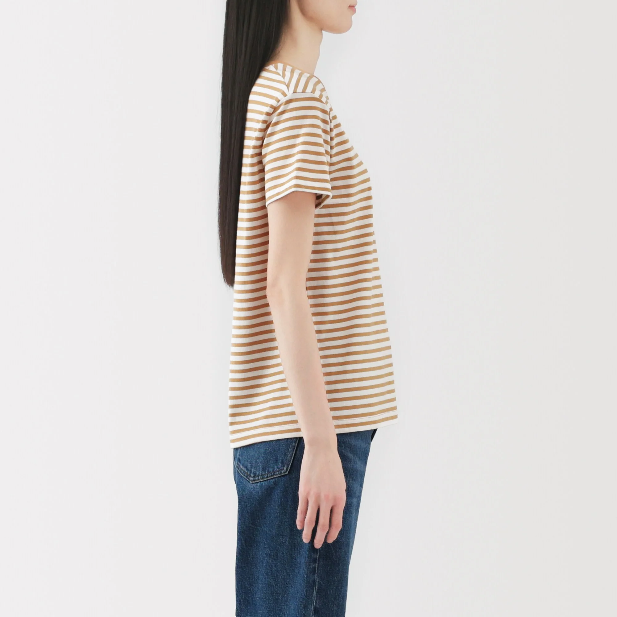 Women's Jersey Crew Neck Short Sleeve Striped T-Shirt - Image 13