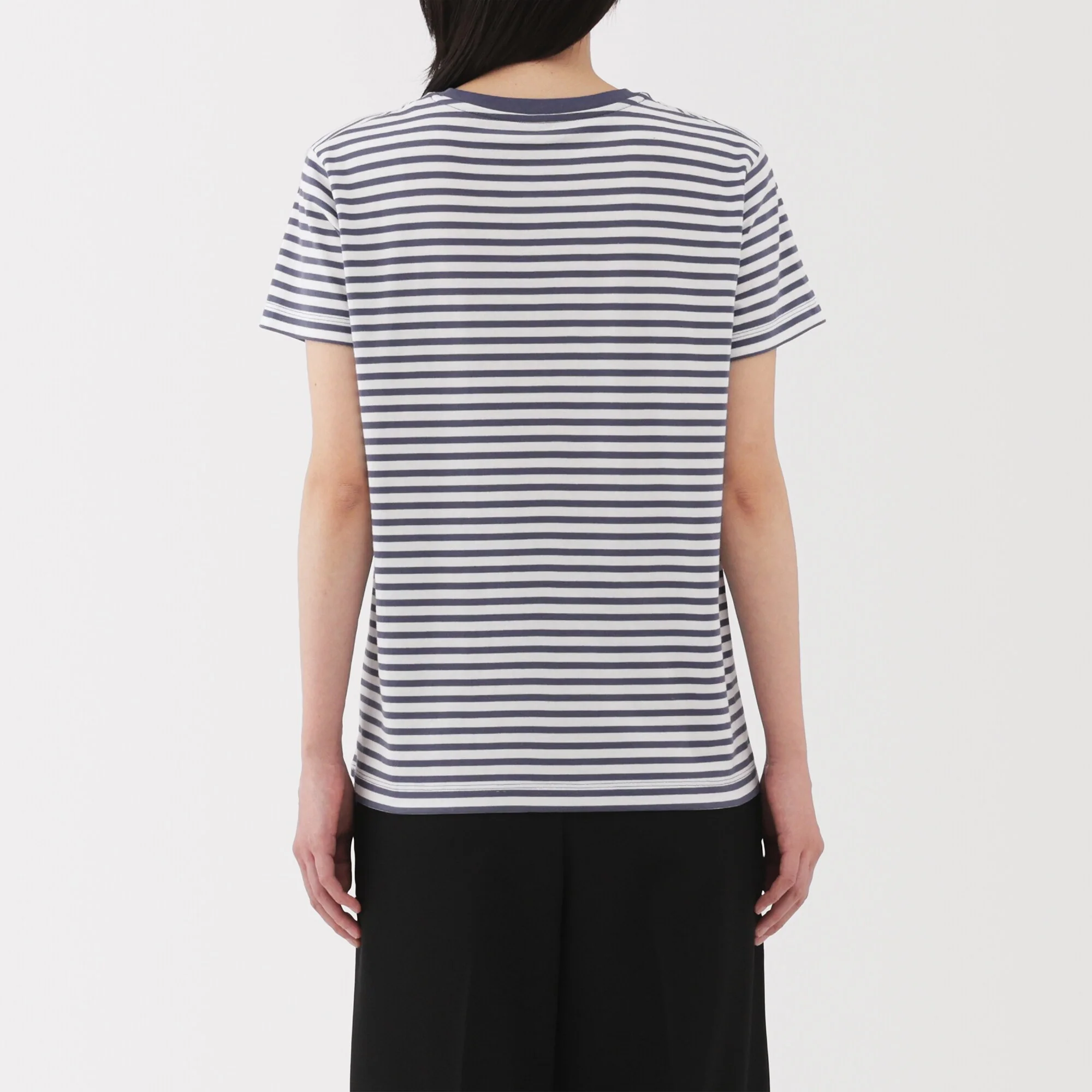 Women's Jersey Crew Neck Short Sleeve Striped T-Shirt - Image 22