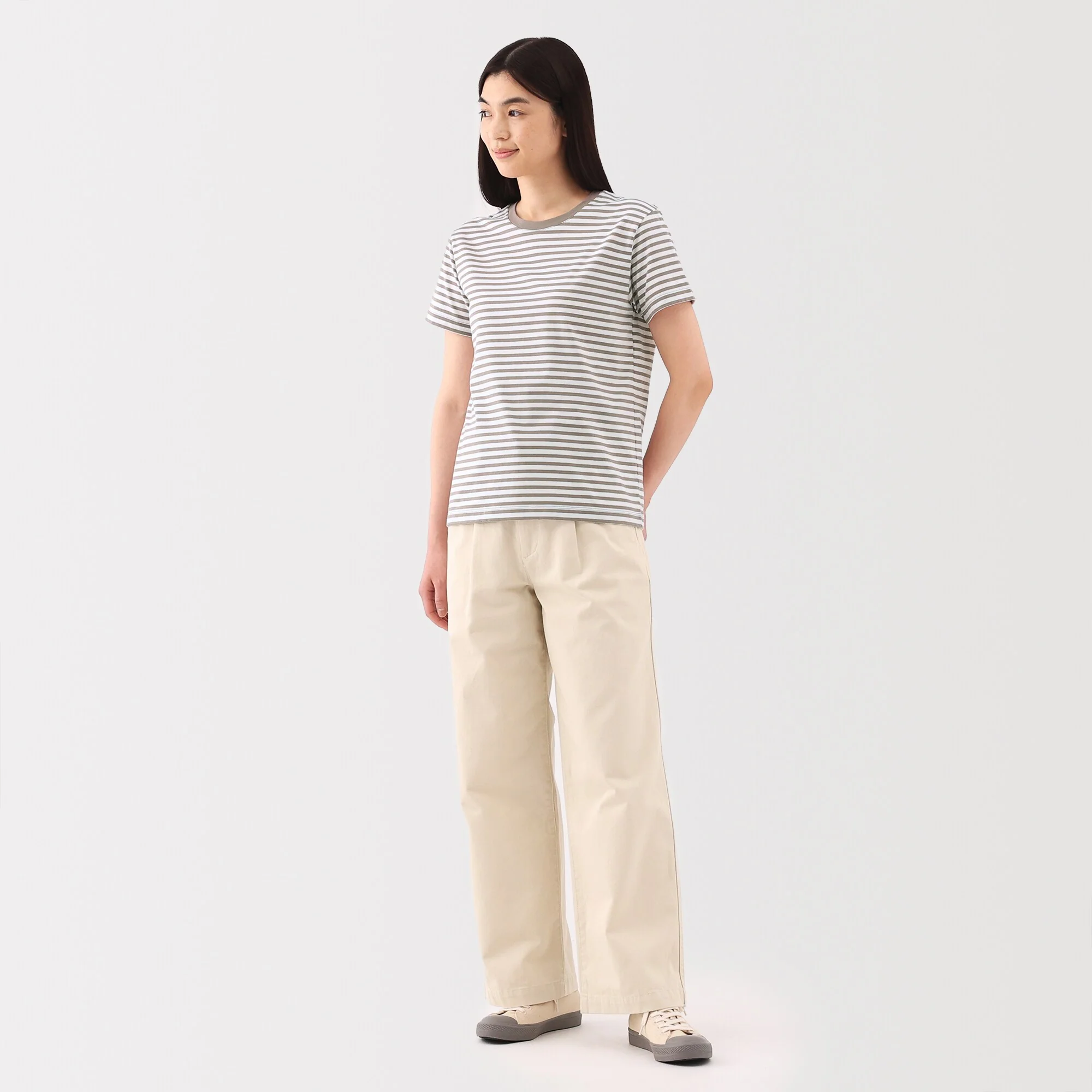 Women's Jersey Crew Neck Short Sleeve Striped T-Shirt - Image 28