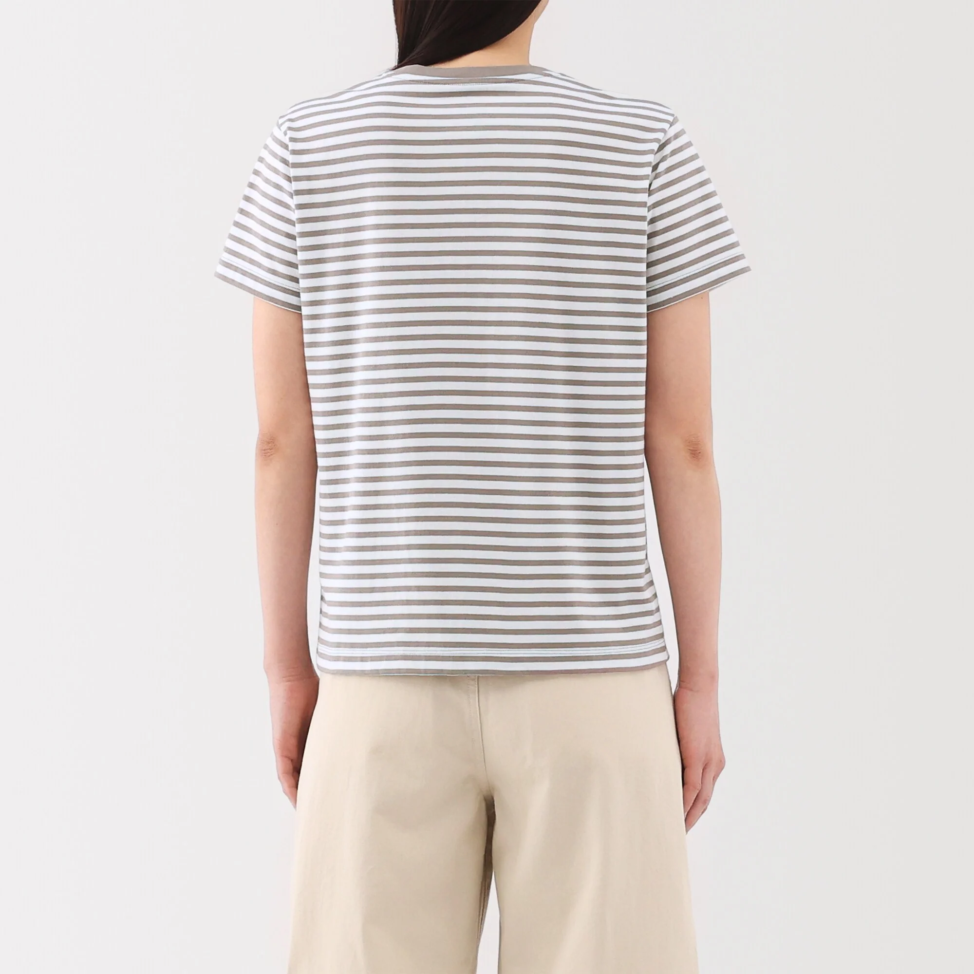 Women's Jersey Crew Neck Short Sleeve Striped T-Shirt - Image 30