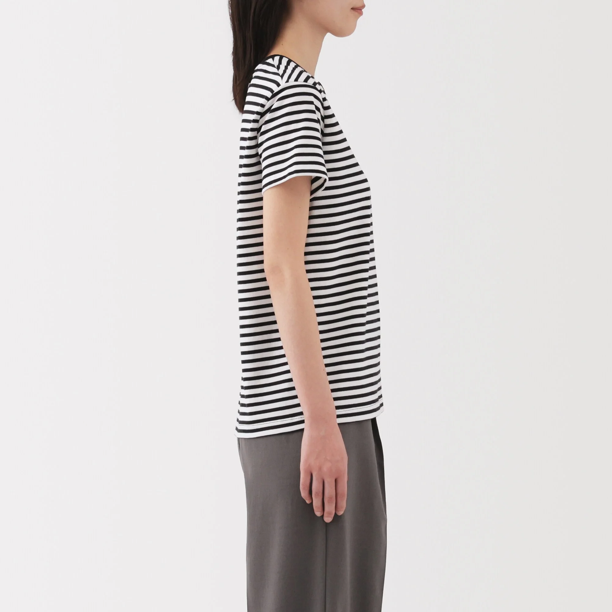Women's Jersey Crew Neck Short Sleeve Striped T-Shirt - Image 5