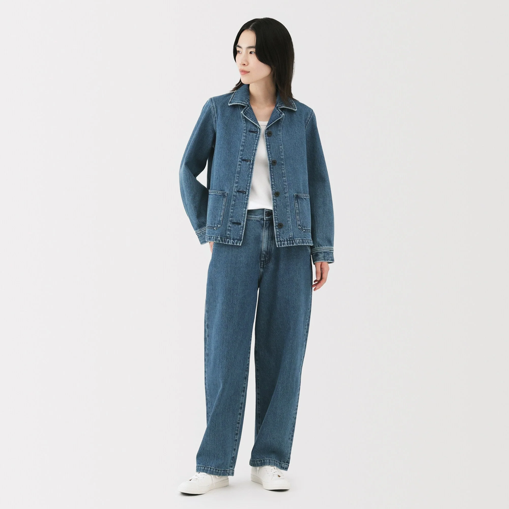 Women's Kapok Blend Denim Wide Tapered Pants - Image 13