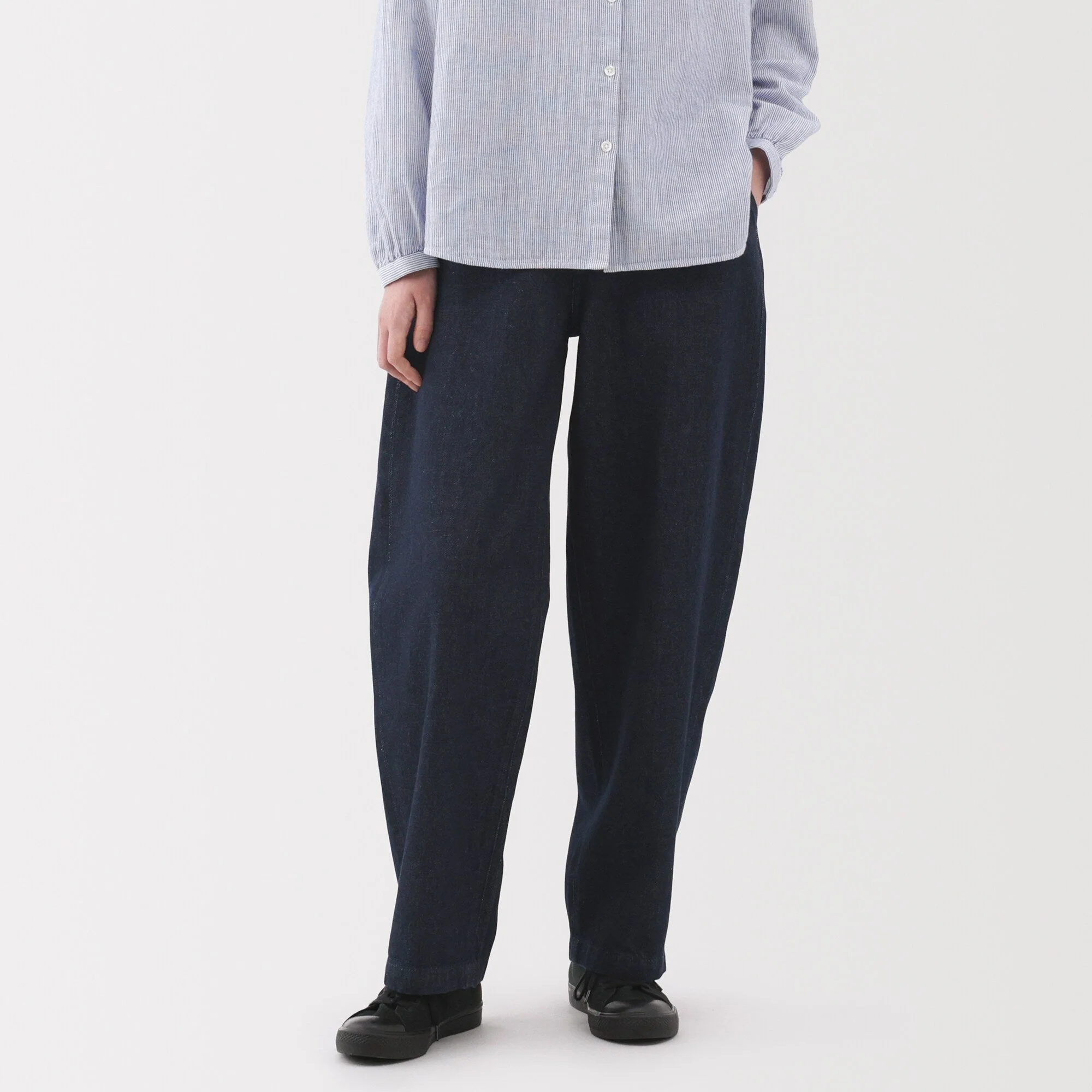 Women's Kapok Blend Denim Wide Tapered Pants - Image 3
